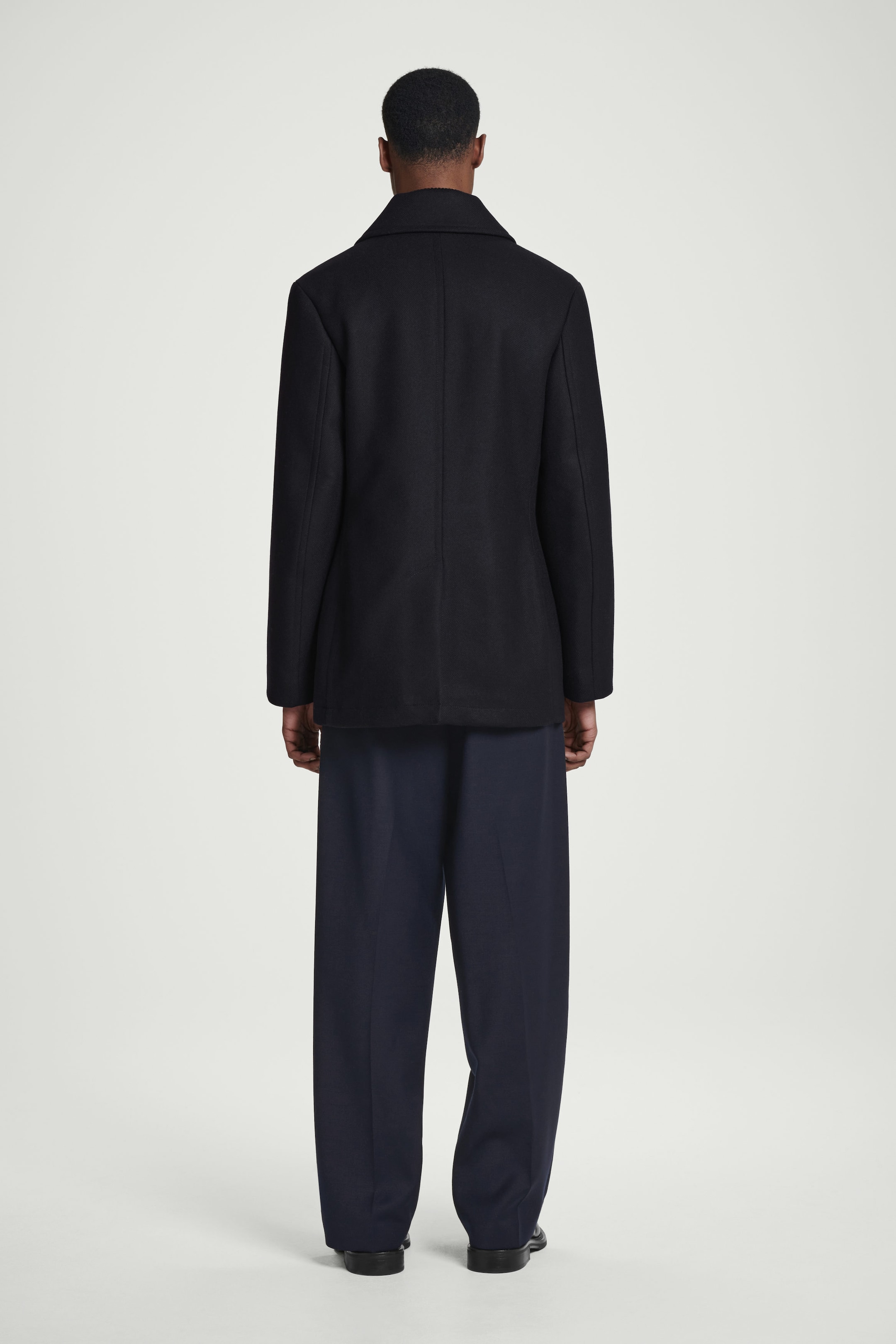 DOUBLE-BREASTED WOOL PEA COAT