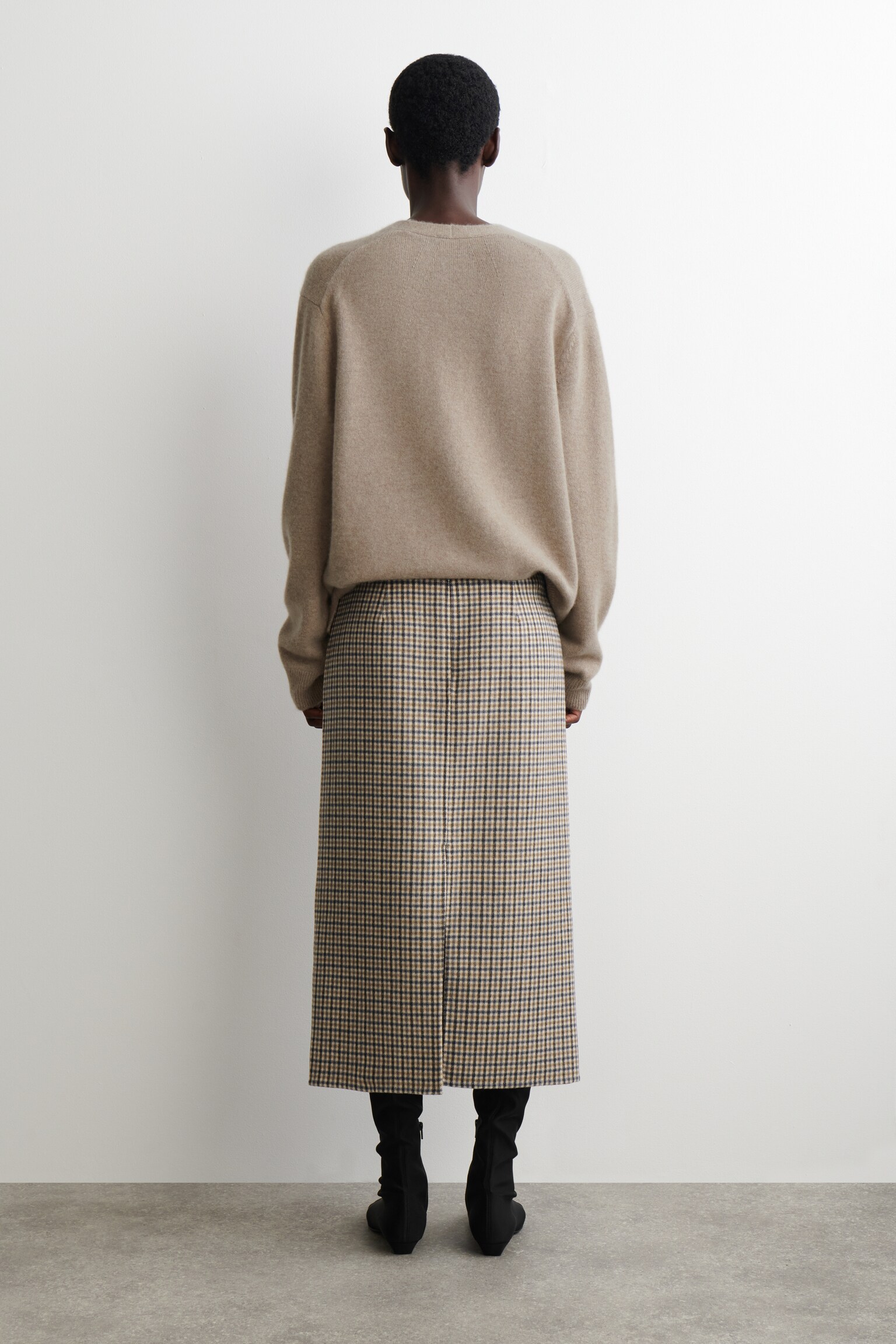 GONNA A QUADRI IN LANA DOPPIATA - BEIGE / QUADRI - 6
