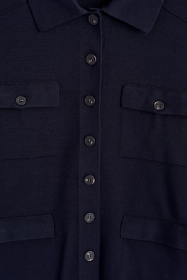POCKET-DETAIL KNITTED COTTON CARDIGAN — NAVY 6