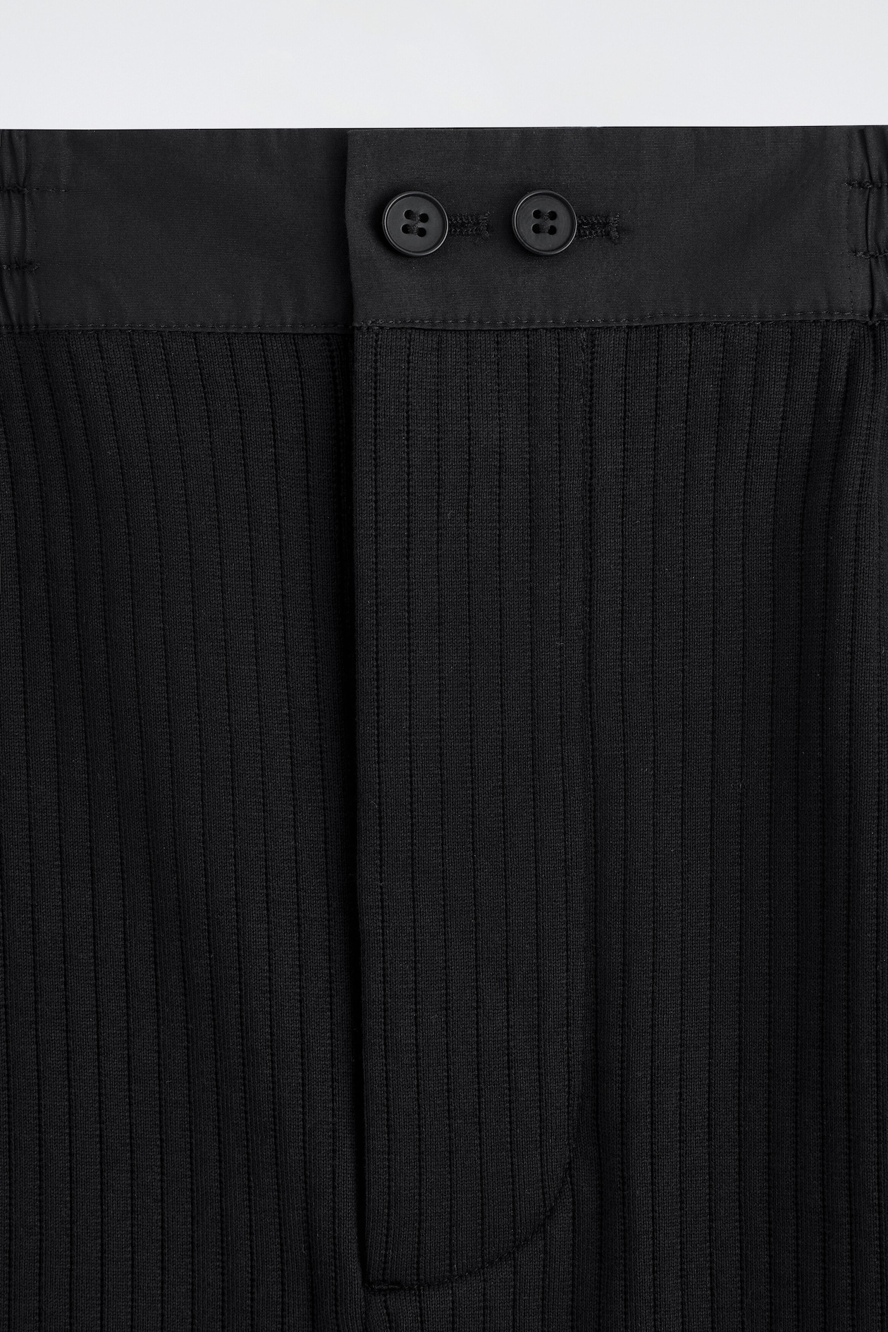 RIBBED COTTON-JERSEY SHORTS — BLACK