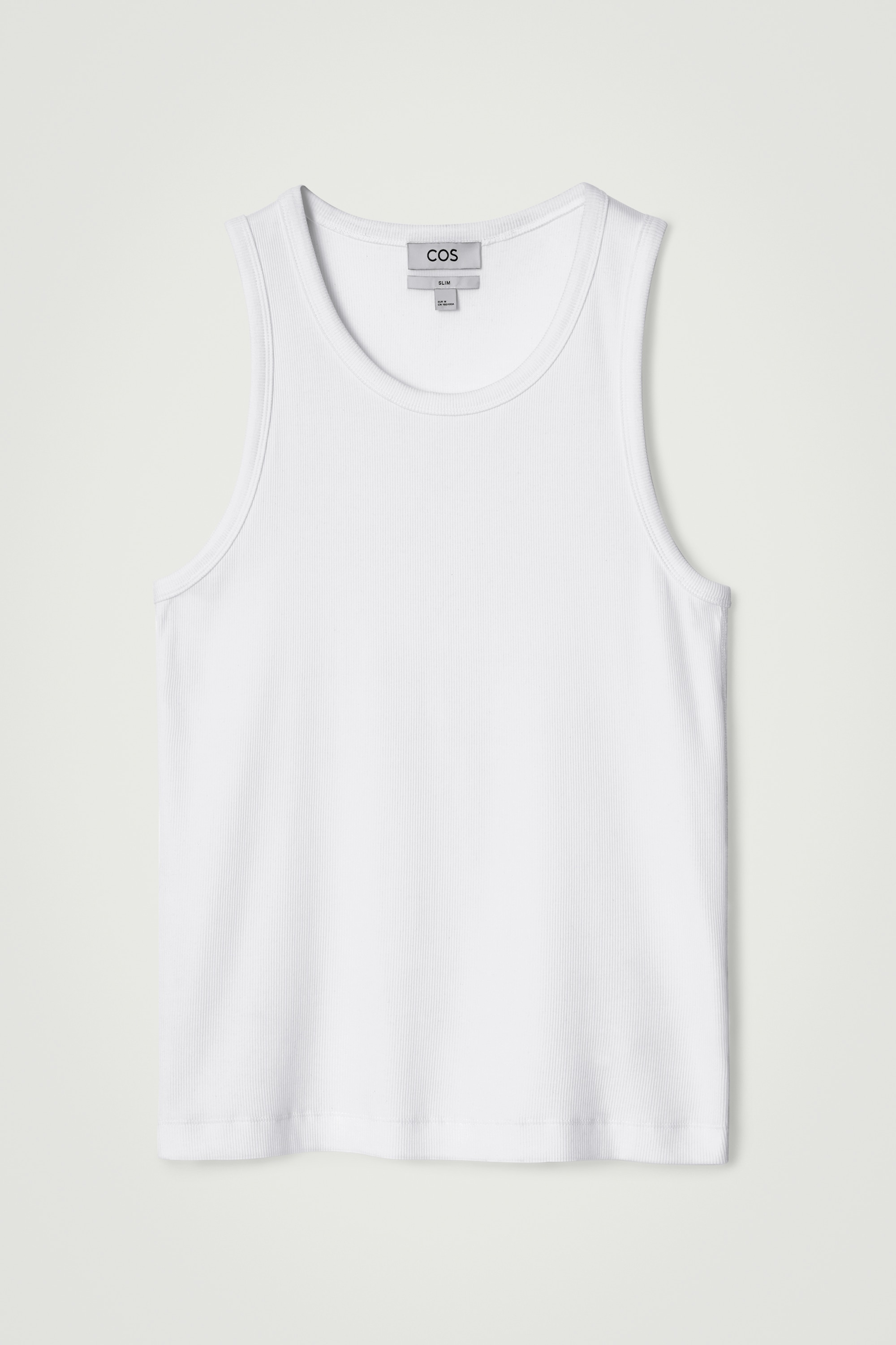 SLIM RIBBED COTTON TANK TOP - WHITE