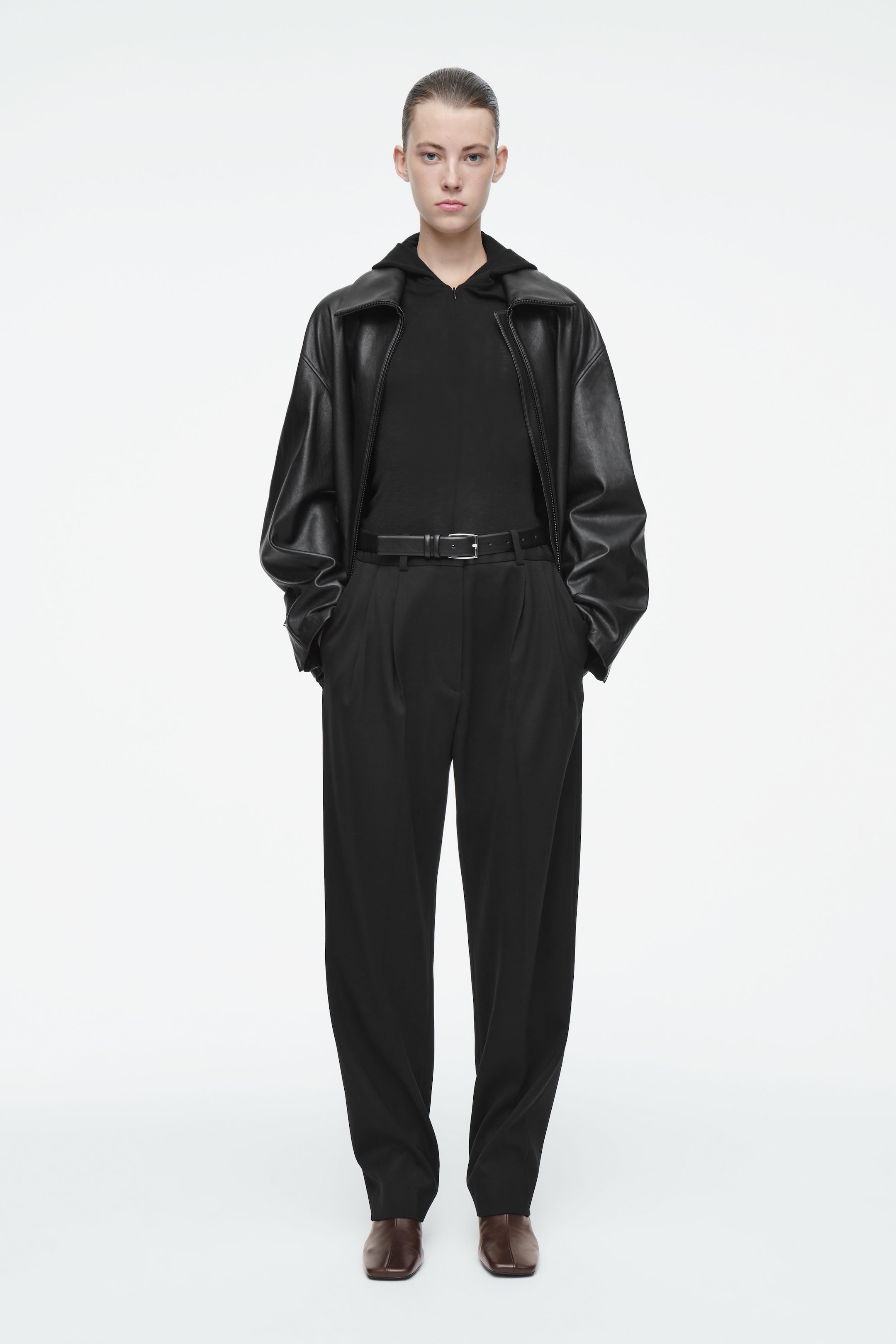 SLIM TAILORED WOOL-BLEND PANTS