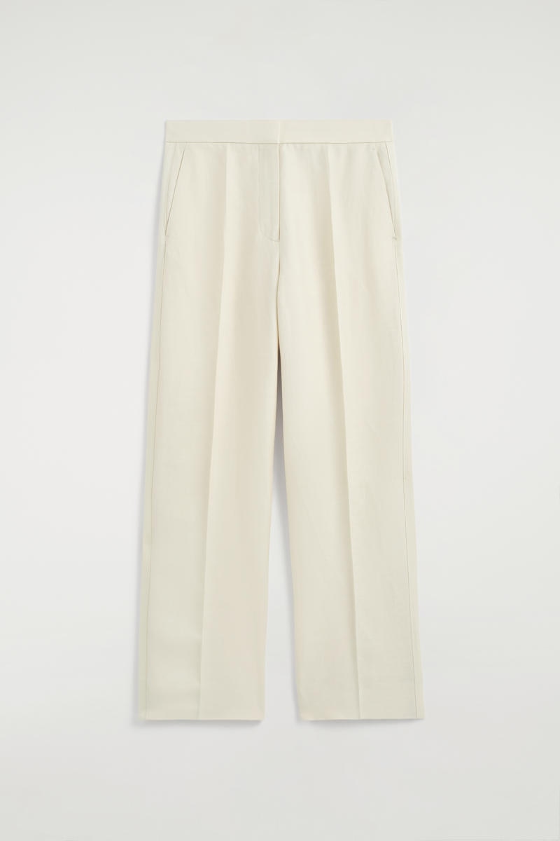Tailored Linen-Blend Straight-Leg Pants