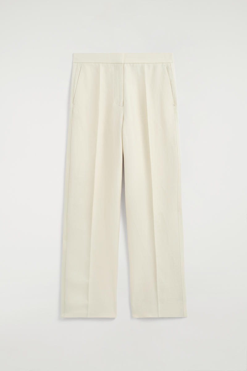 Tailored Linen-Blend Straight-Leg Pants