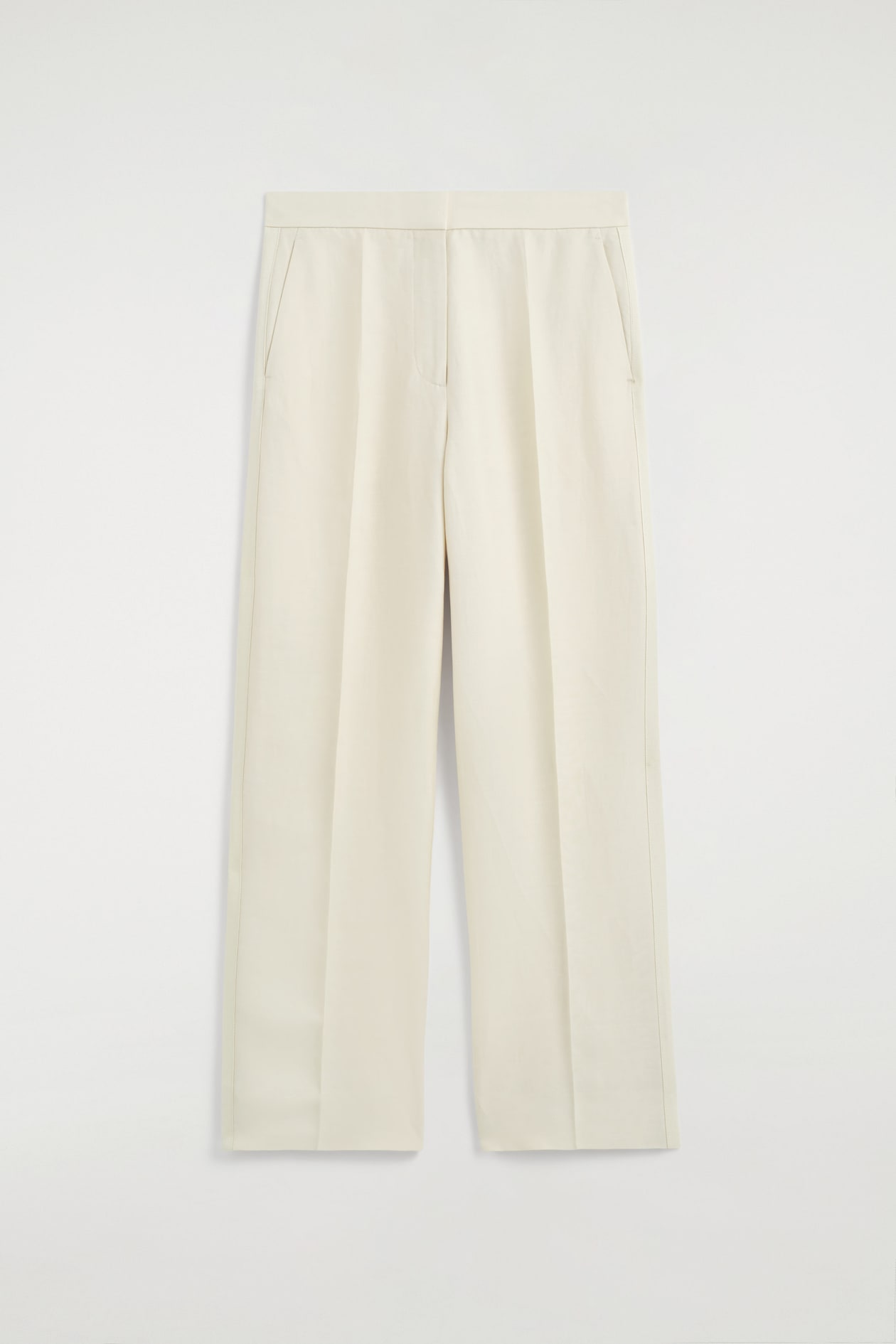 TAILORED LINEN-BLEND STRAIGHT-LEG PANTS