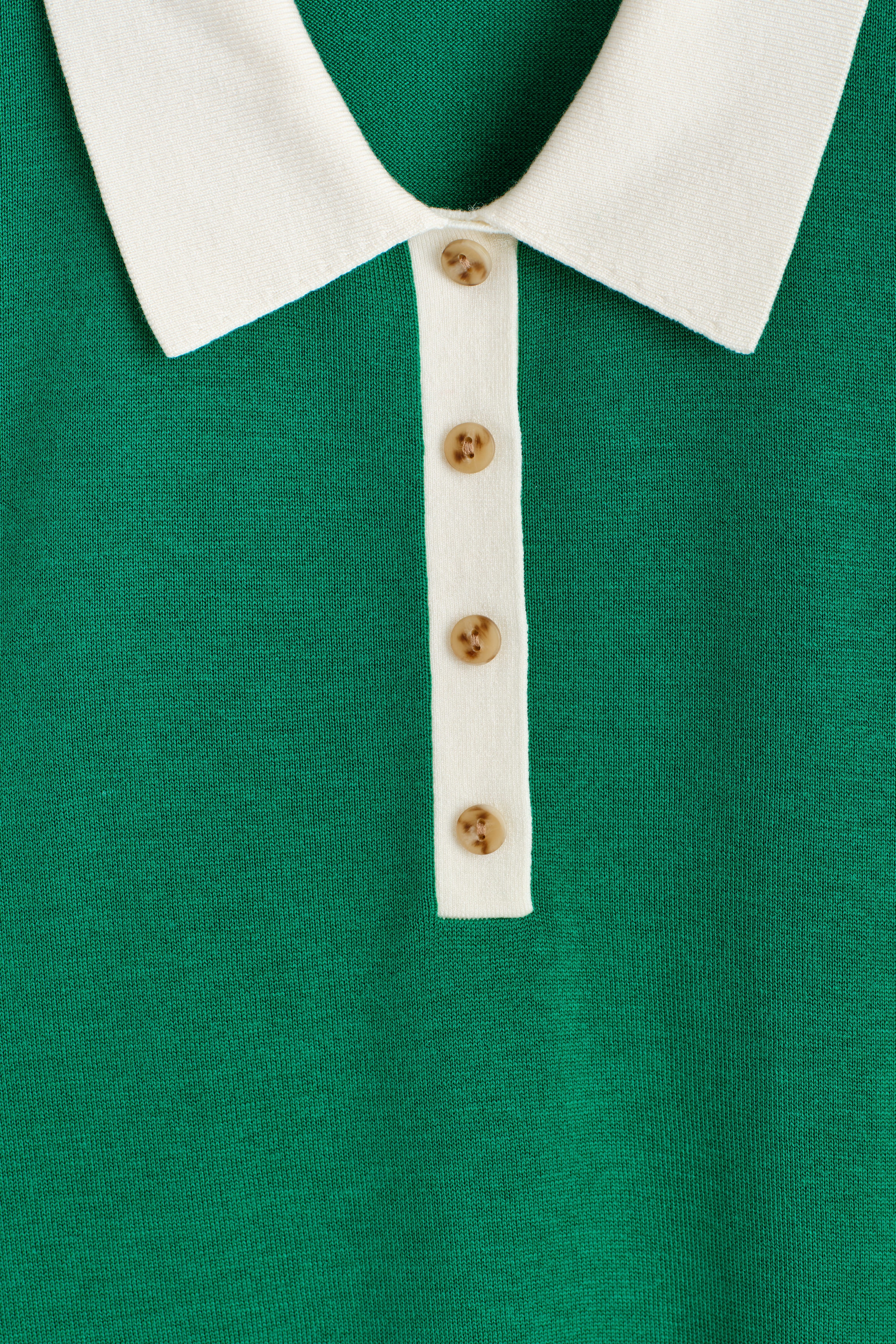 SHRUNKEN WOOL-BLEND POLO SHIRT - GREEN / WHITE | COS US