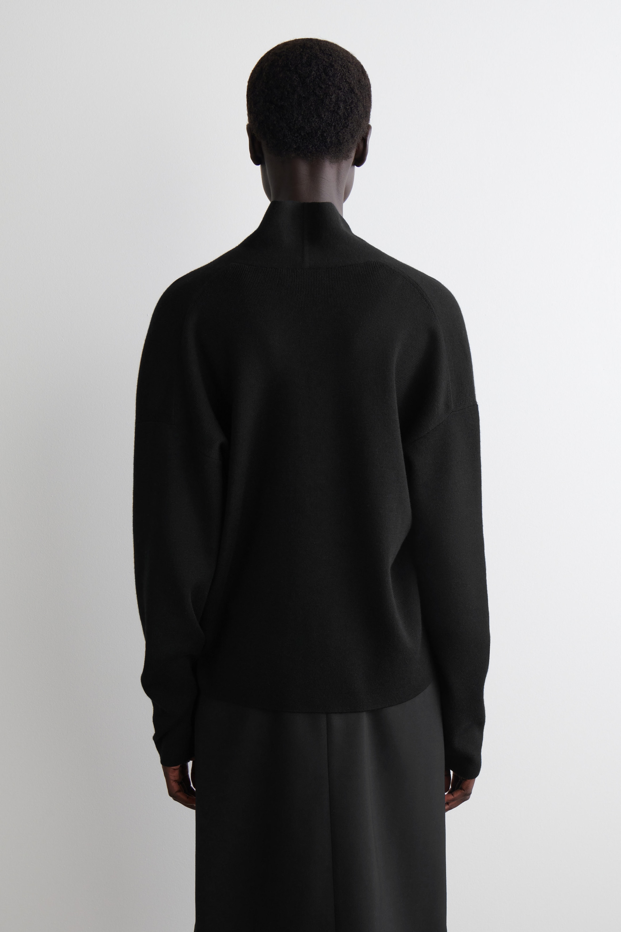 DRAPED MERINO WOOL V-NECK SWEATER