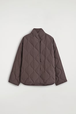 SHAWL-COLLAR QUILTED JACKET — BROWN 10