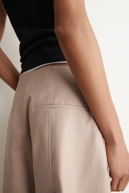 CROPPED BARREL-LEG COTTON TROUSERS — BEIGE 3
