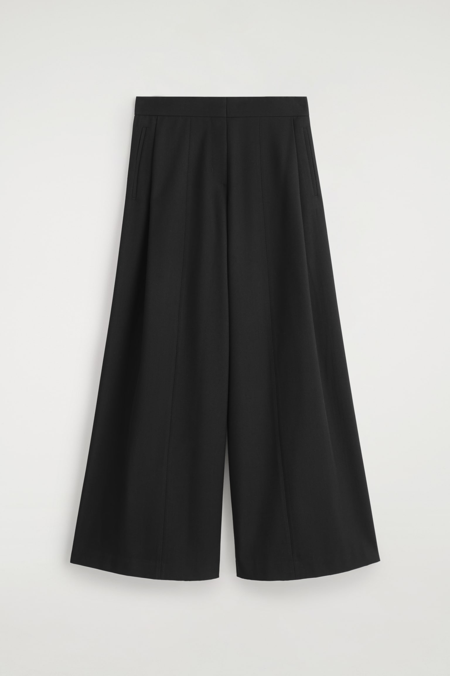 PANTALÓN RELAXED FIT MEZCLA DE LANA PERNERA ANCHA - NEGRO/BURDEOS - 2