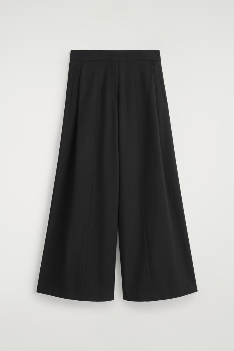 Cos Relaxed Wool-blend Wide-leg Pants In Black