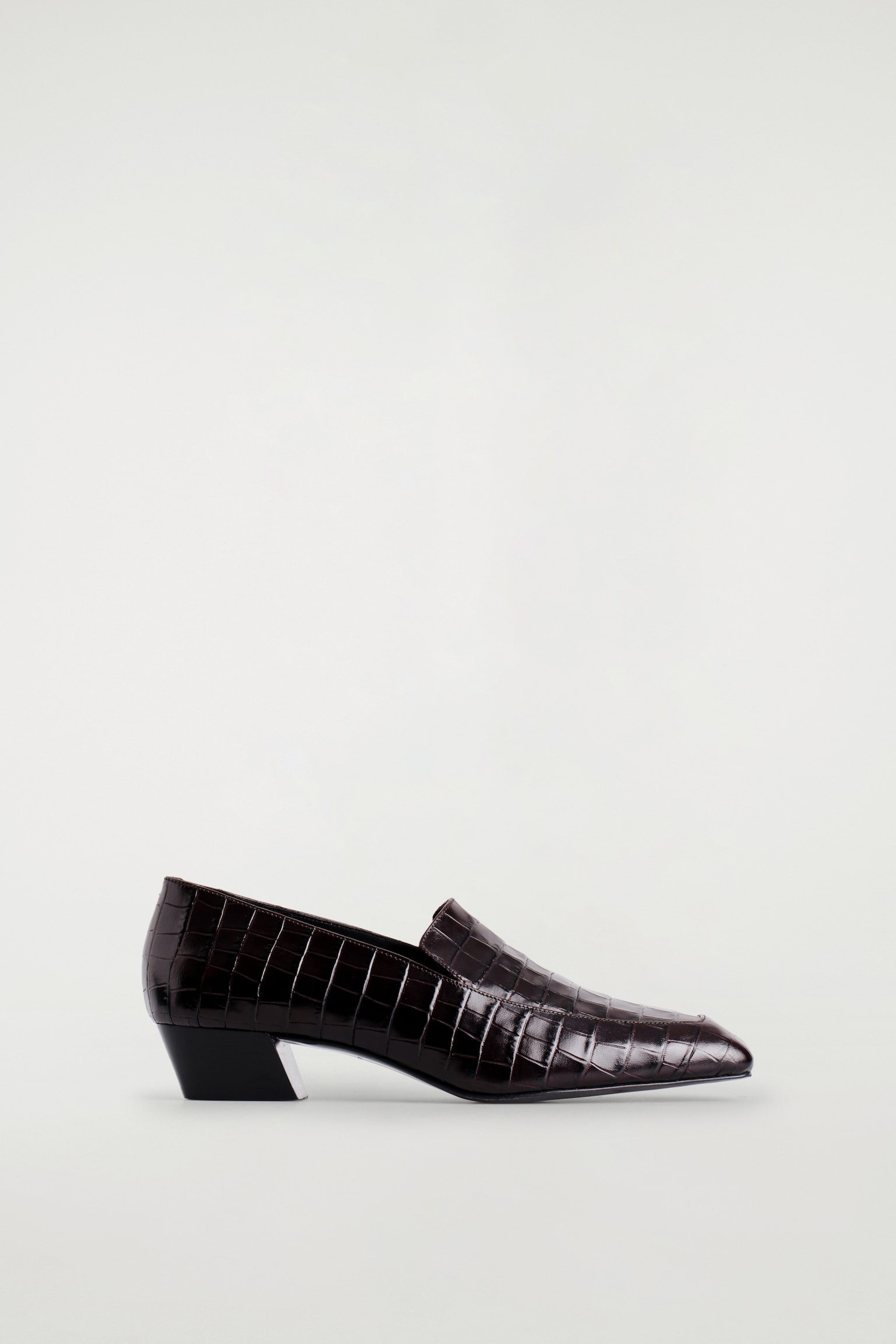 MOCASSINS À TALON EN CUIR EFFET CROCO - BRUN