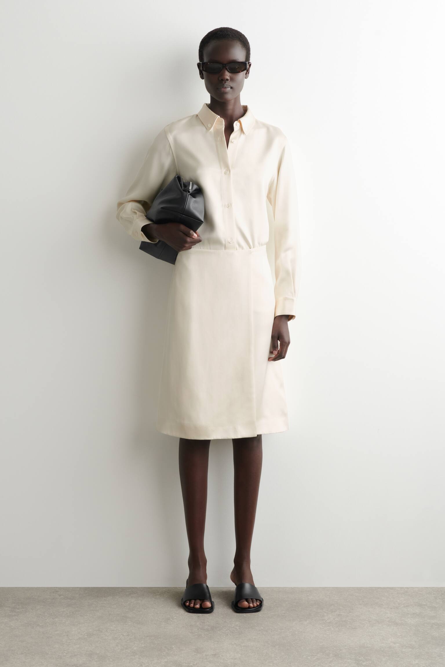 SATINSKJORTE MED BUTTON DOWN-KRAVE-HVID - 4