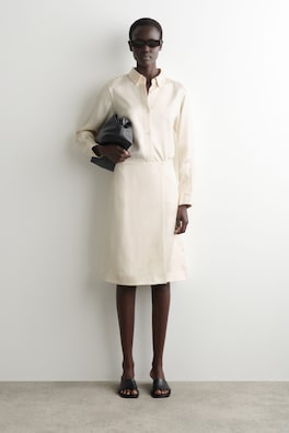 BUTTON-DOWN COLLAR SATIN SHIRT — WHITE 2