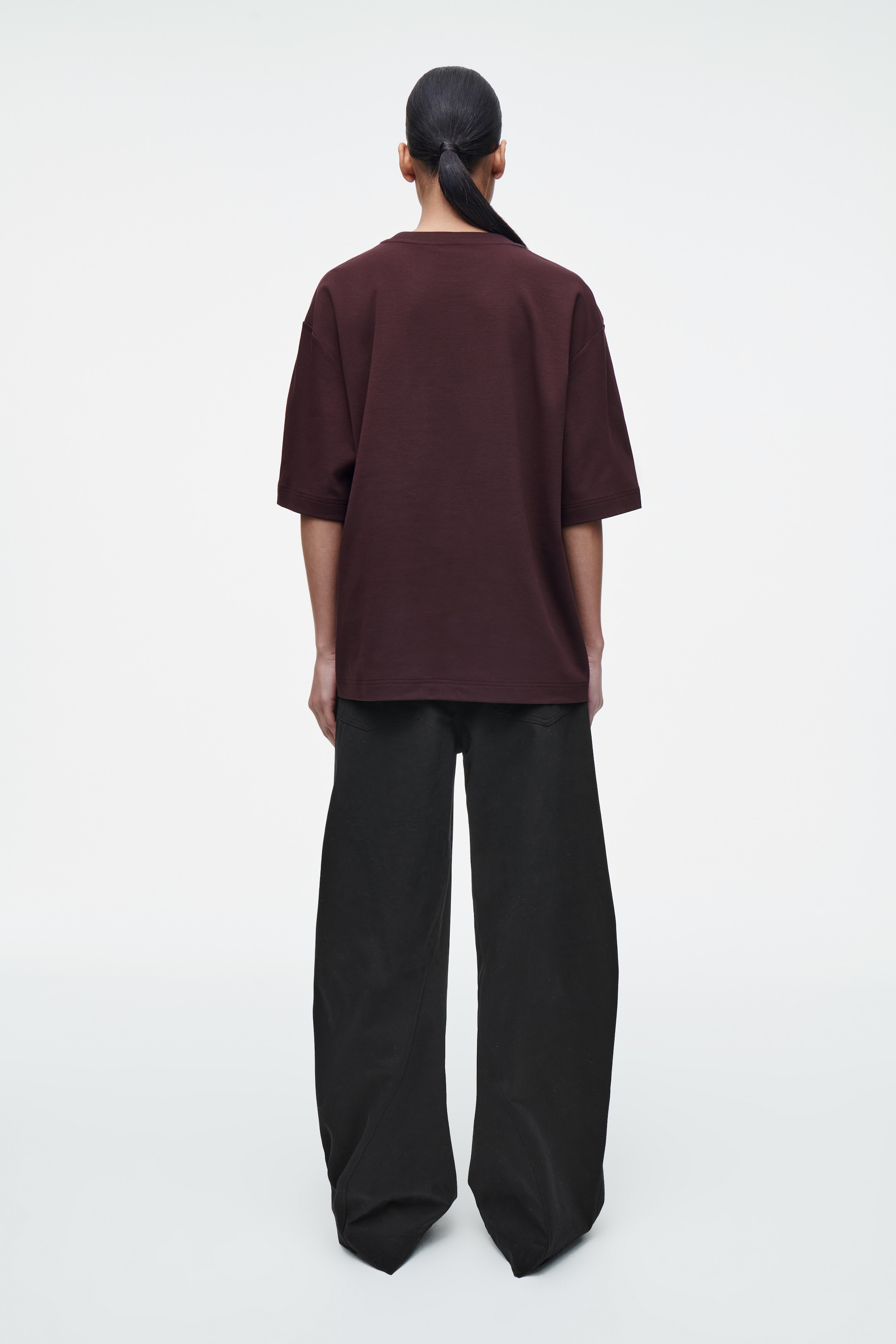 Visa större bild: OVERSIZE T-SHIRT I BOMULL - BURGUNDY - DAM | H&M SE 4