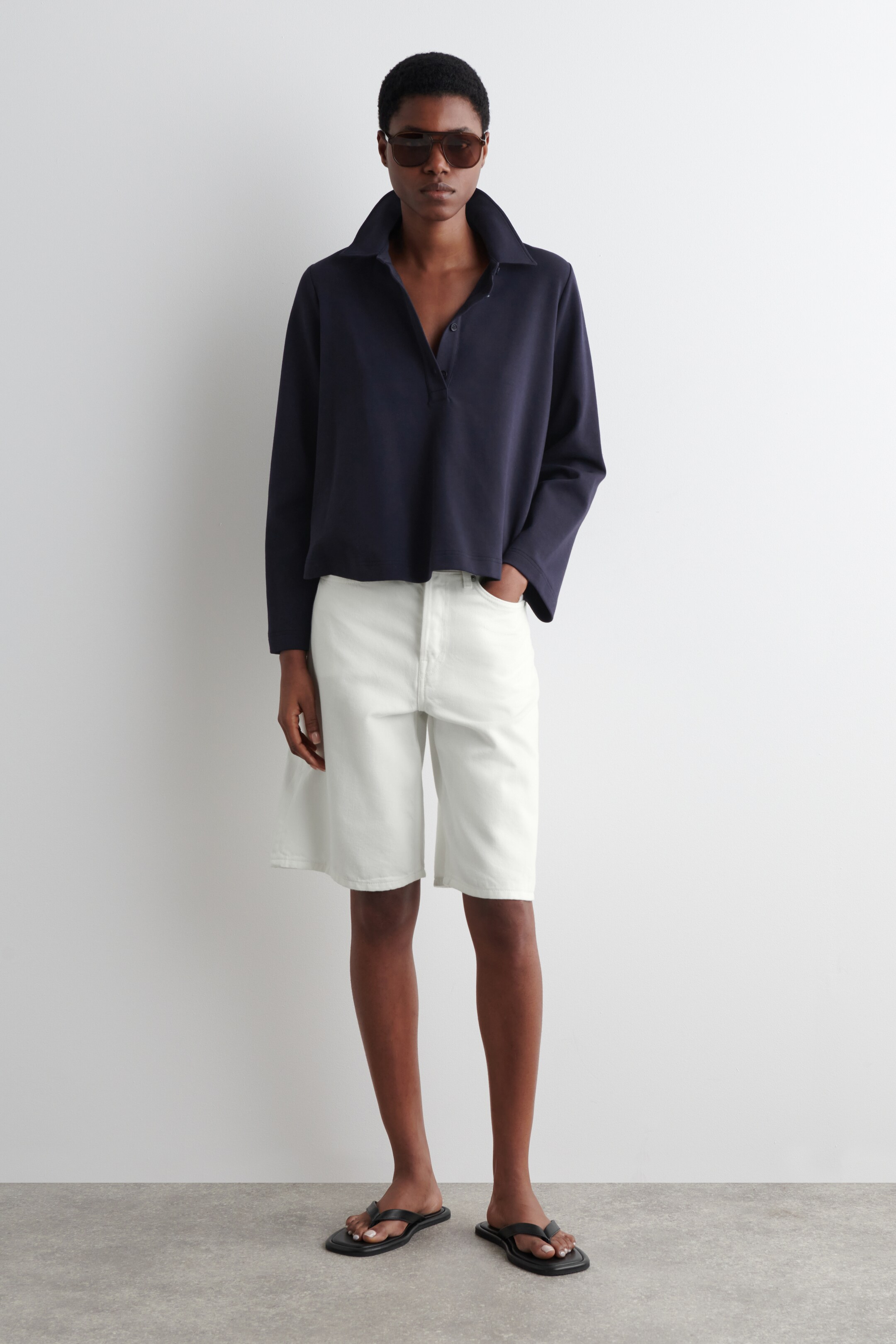 Agrandir l'image: POLO ÉVASÉ EN JERSEY DE COTON - BLEU MARINE - FEMME | H&M BE 2
