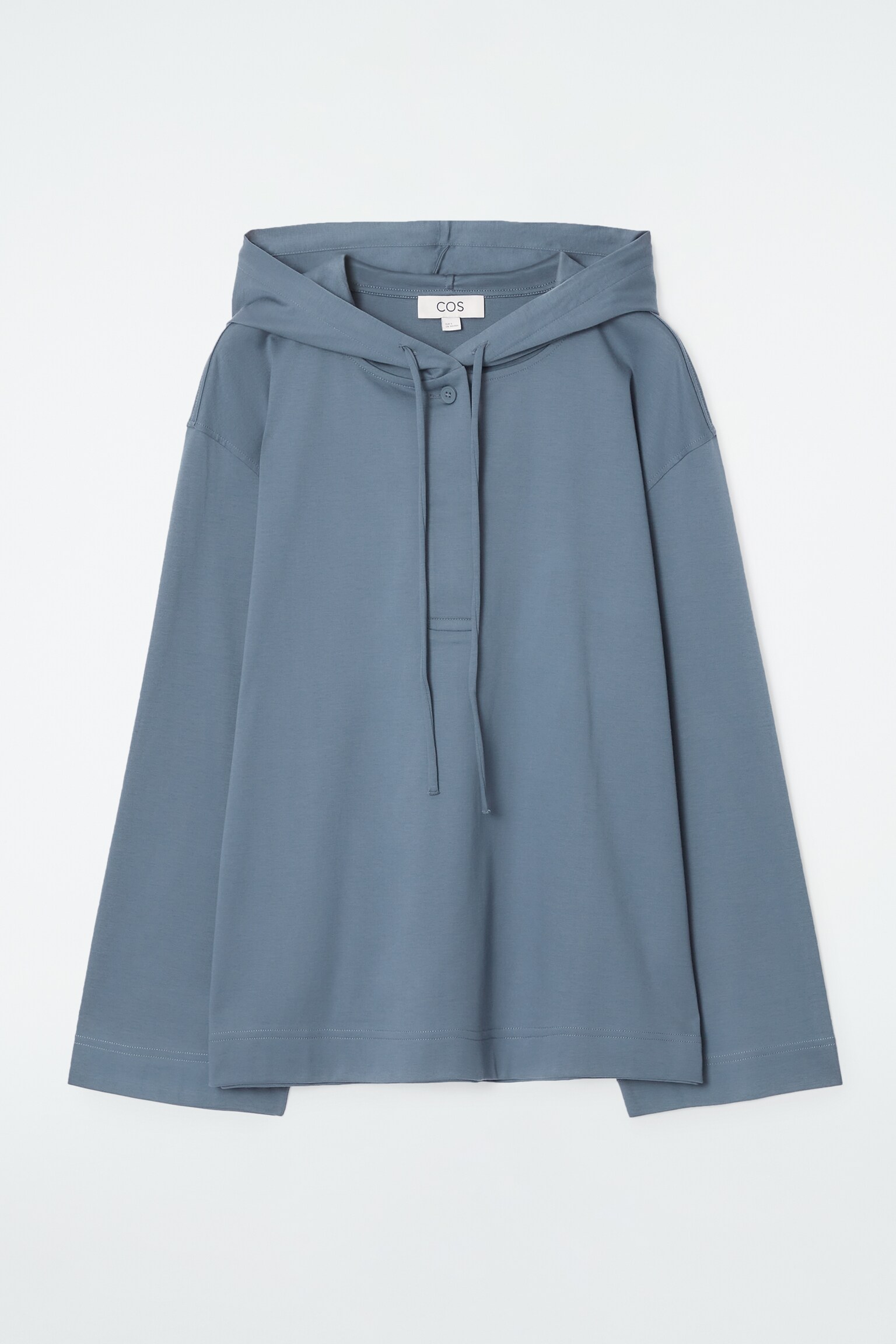 SWEAT À CAPUCHE BOUTONNÉ EN JERSEY LÉGER - BLEU/NOIR