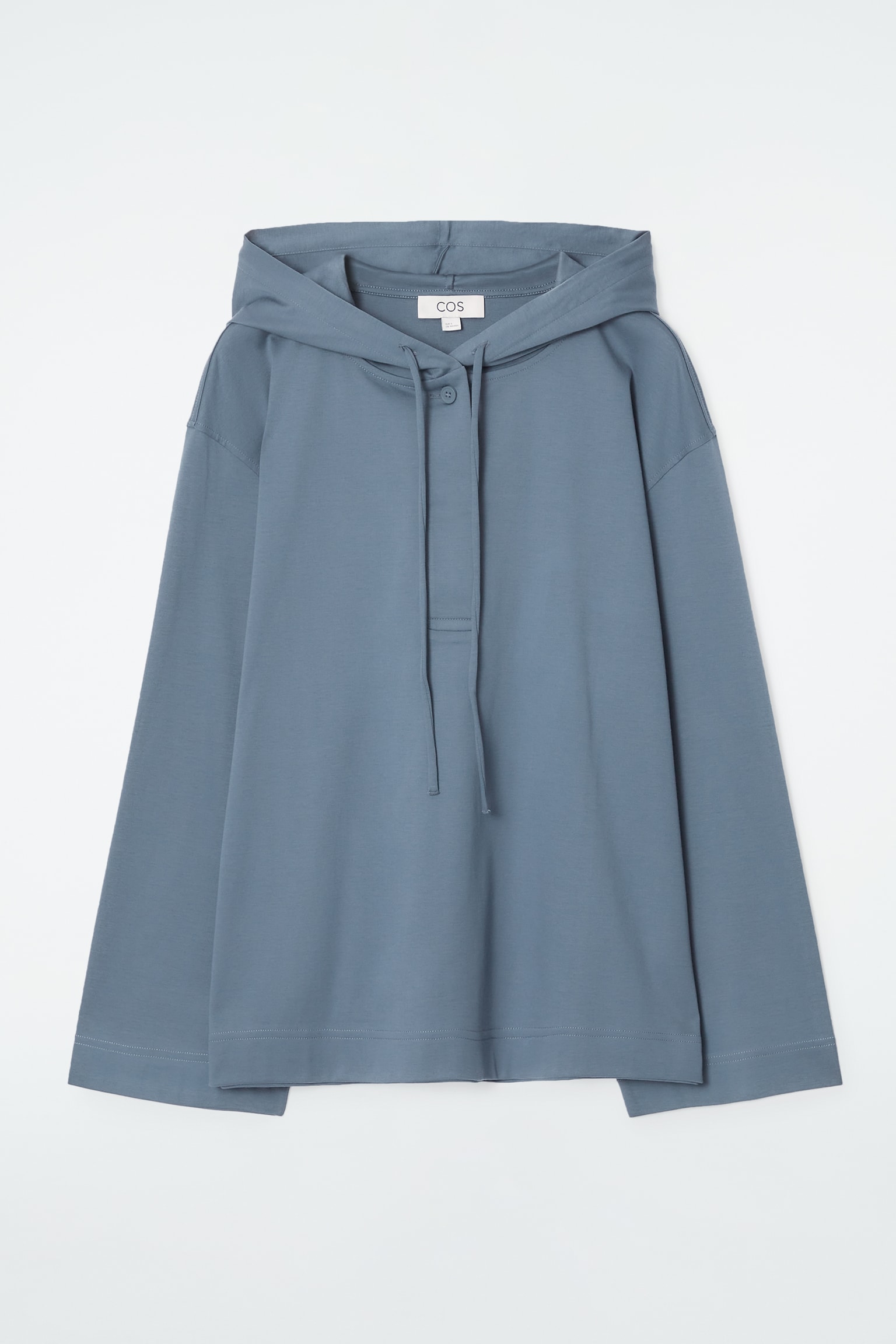 BUTTONED LIGHTWEIGHT JERSEY HOODIE - BLUE/BLACK