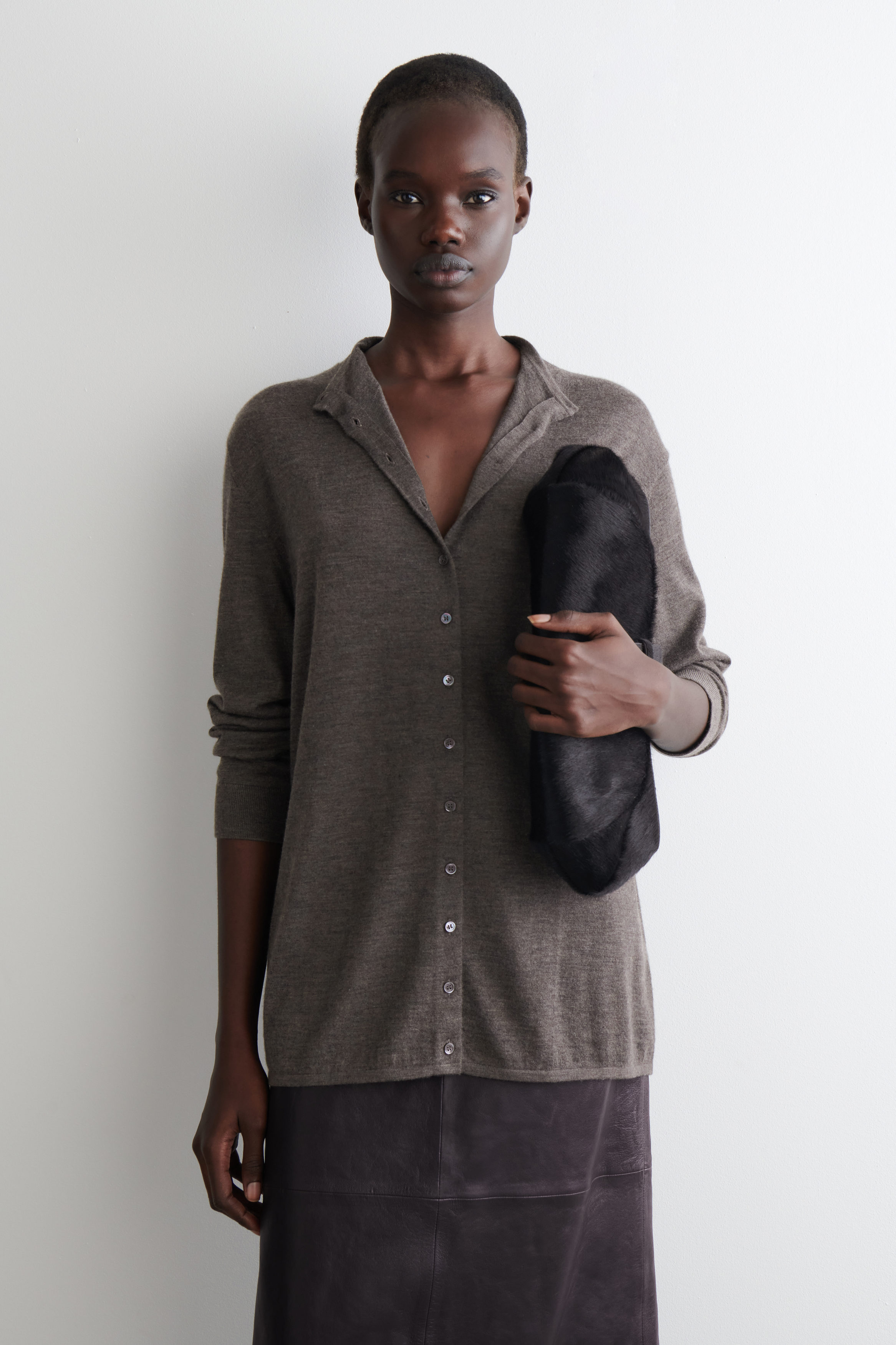 PURE CASHMERE CARDIGAN - STONE MÉLANGE | COS