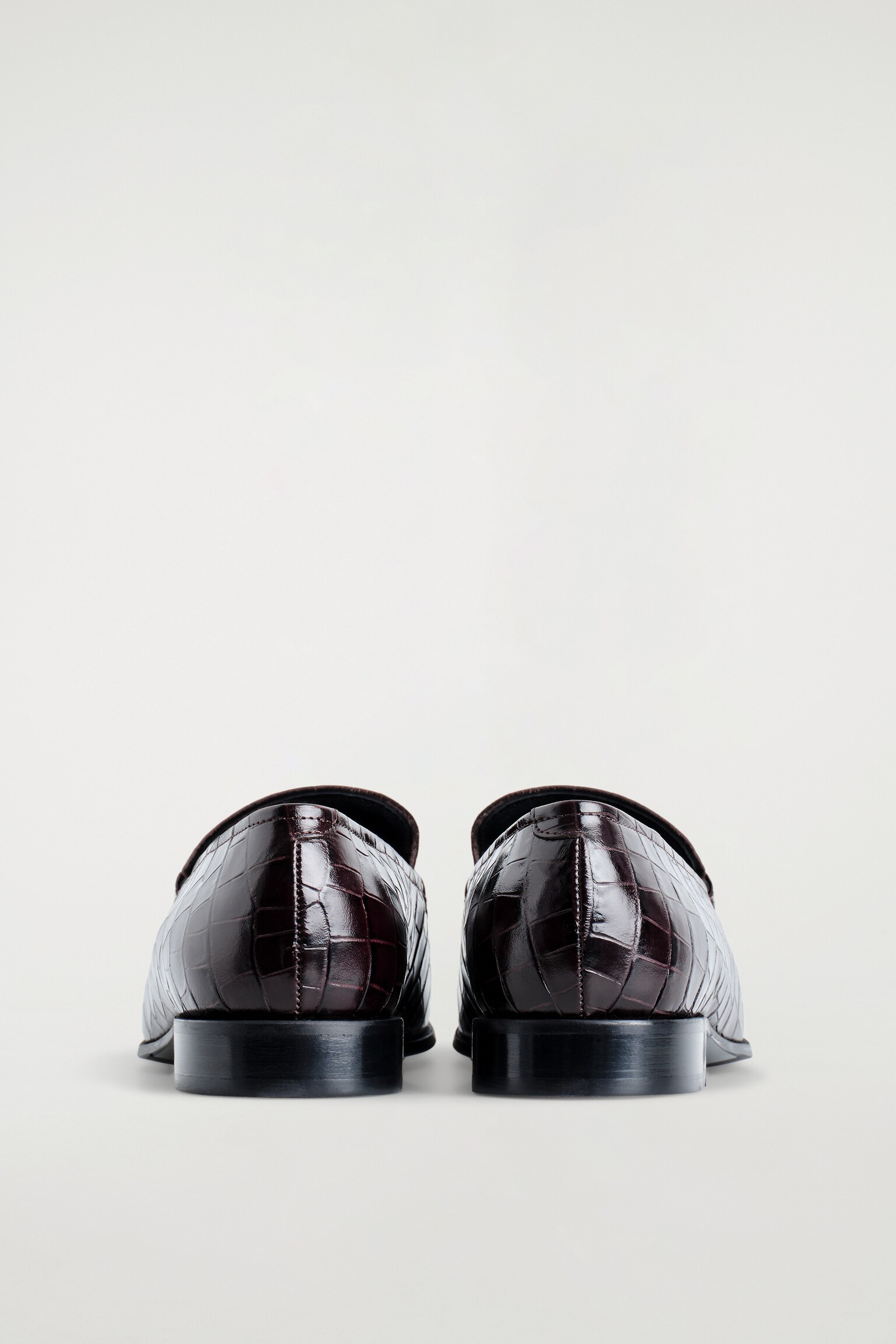 CROC-EFFECT LEATHER LOAFERS - DARK BROWN - 3