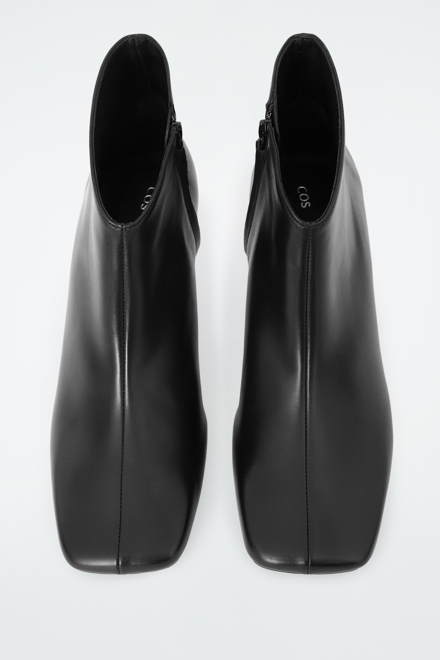 SQUARE-TOE LEATHER ANKLE BOOTS - BLACK/BROWN - 3