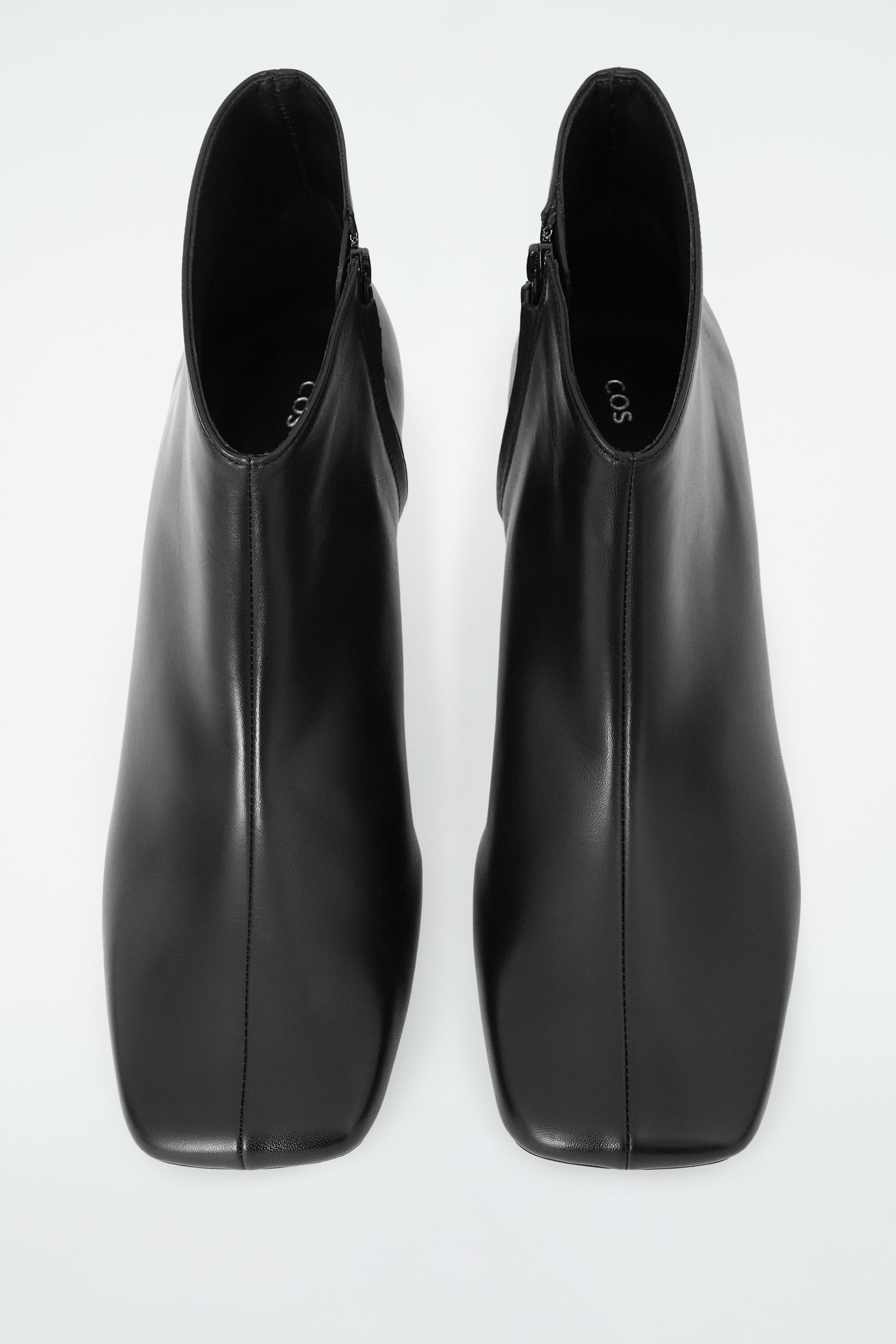 SQUARE-TOE LEATHER ANKLE BOOTS - BLACK | COS