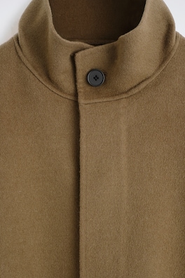 DOUBLE-FACED WOOL MOCK-NECK JACKET — DARK BEIGE 7