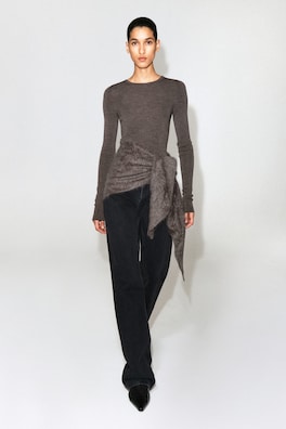 SEAMLESS MERINO WOOL LONG-SLEEVED TOP — BROWN MÉLANGE 3