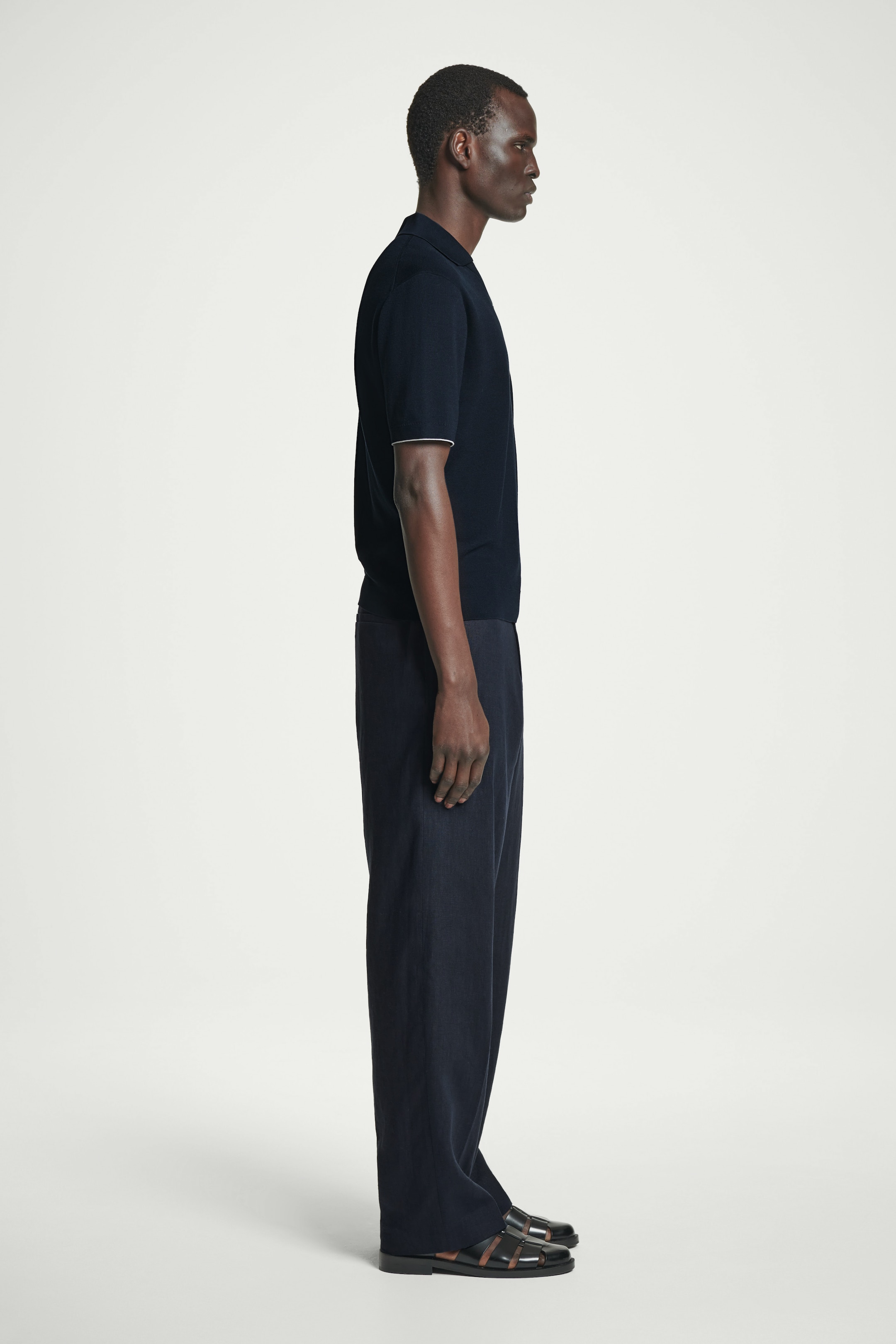Grotere afbeelding bekijken: Gebreide poloshirt met contrasterende rand - MARINEBLAUW - HEREN | H&M BE 3