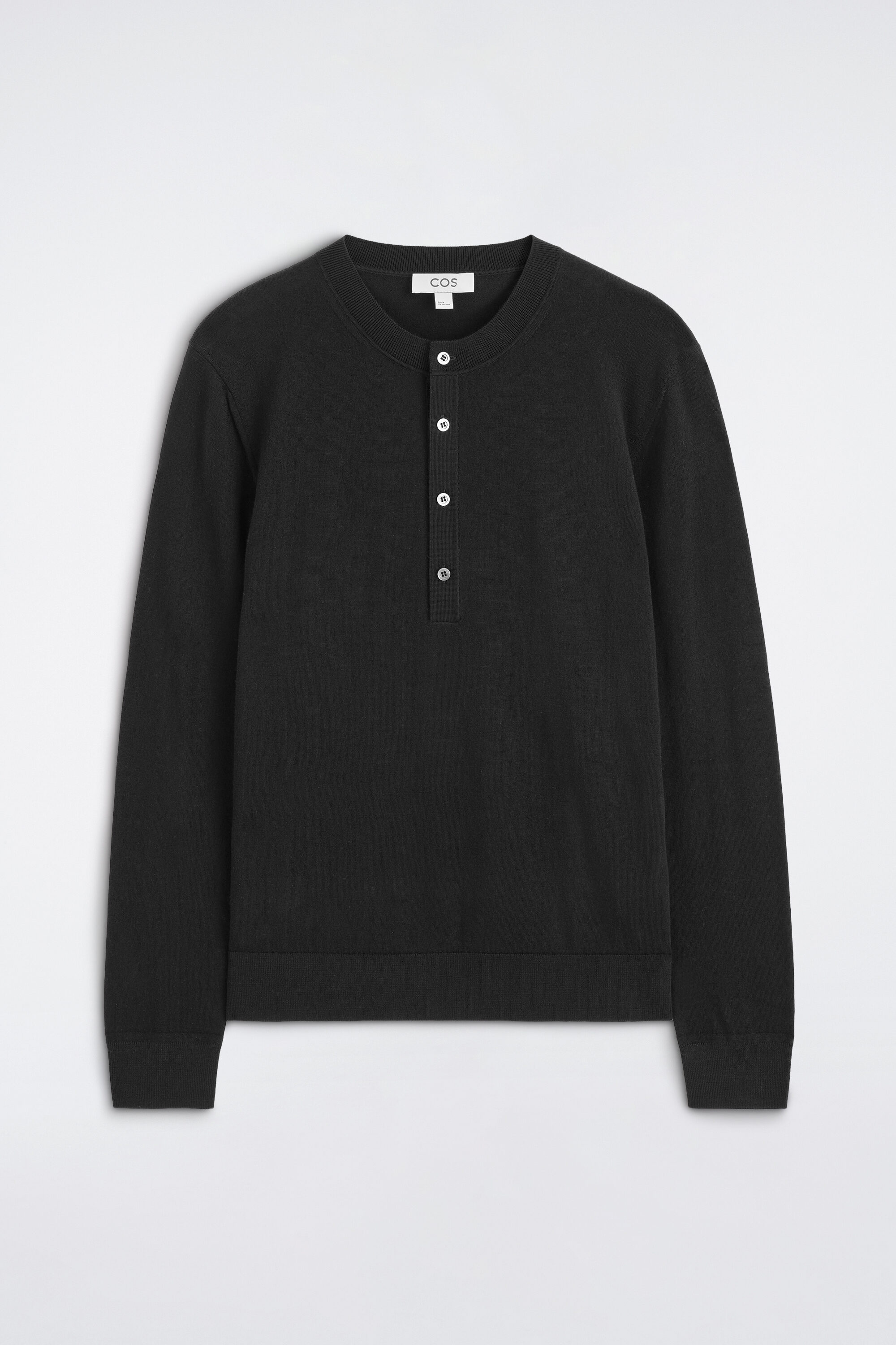 SLIM MERINO WOOL HENLEY TOP - BLACK | COS US