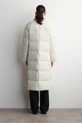 SHAWL-COLLAR QUILTED DOWN LONG COAT — OFF-WHITE 4