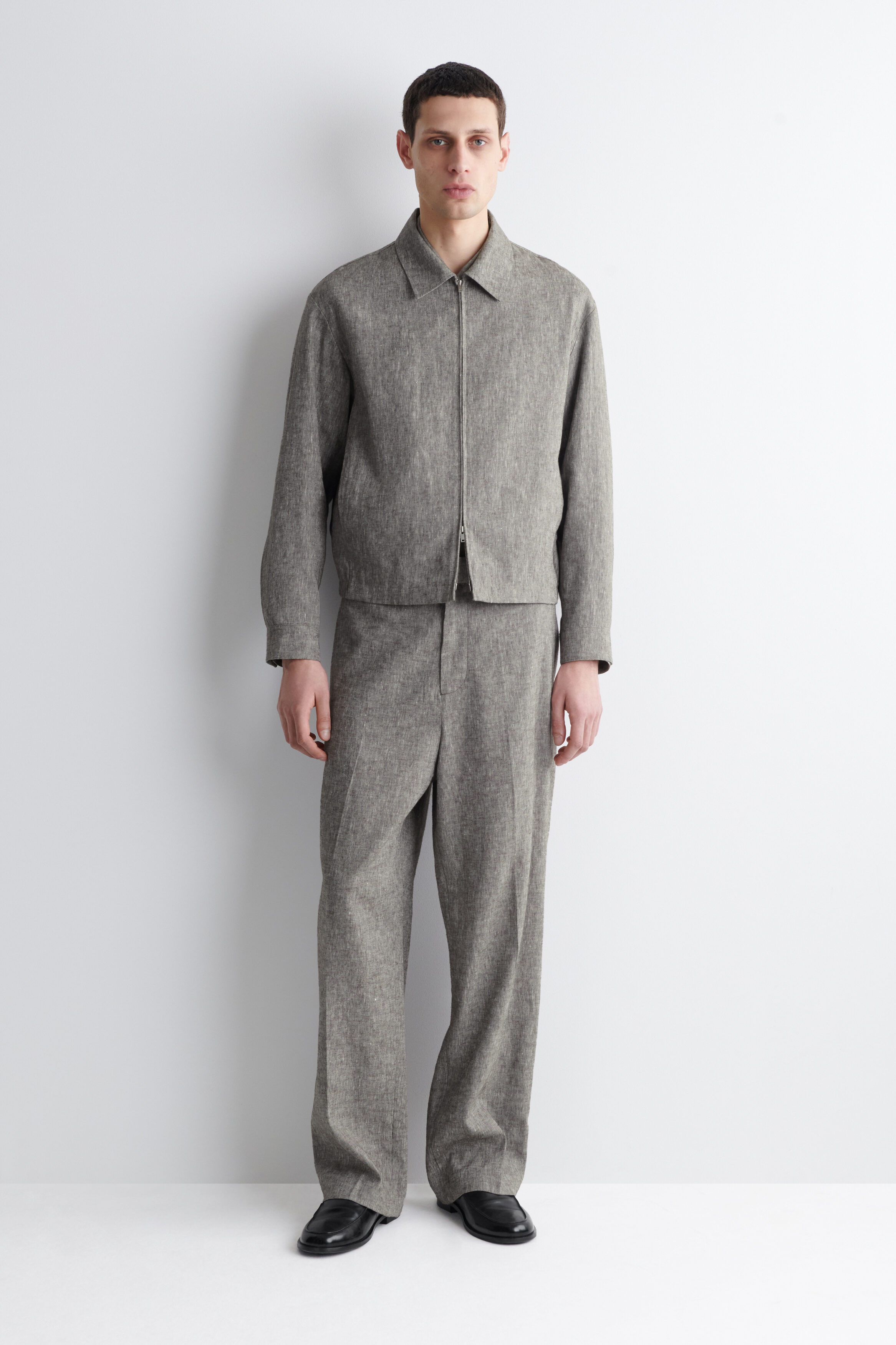 LINEN BLOUSON JACKET - GRAY MÉLANGE | COS US