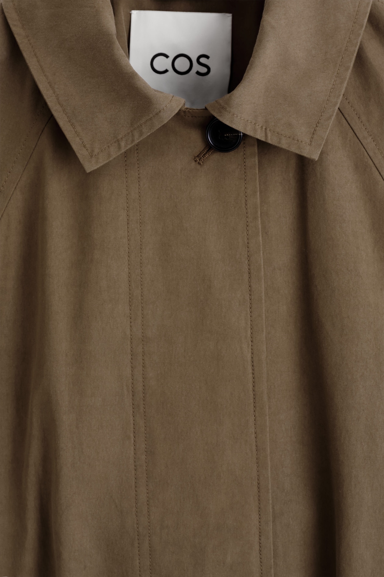 BELTED COTTON SHORT TRENCH JACKET — BROWN