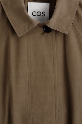 BELTED COTTON SHORT TRENCH JACKET — BROWN 7