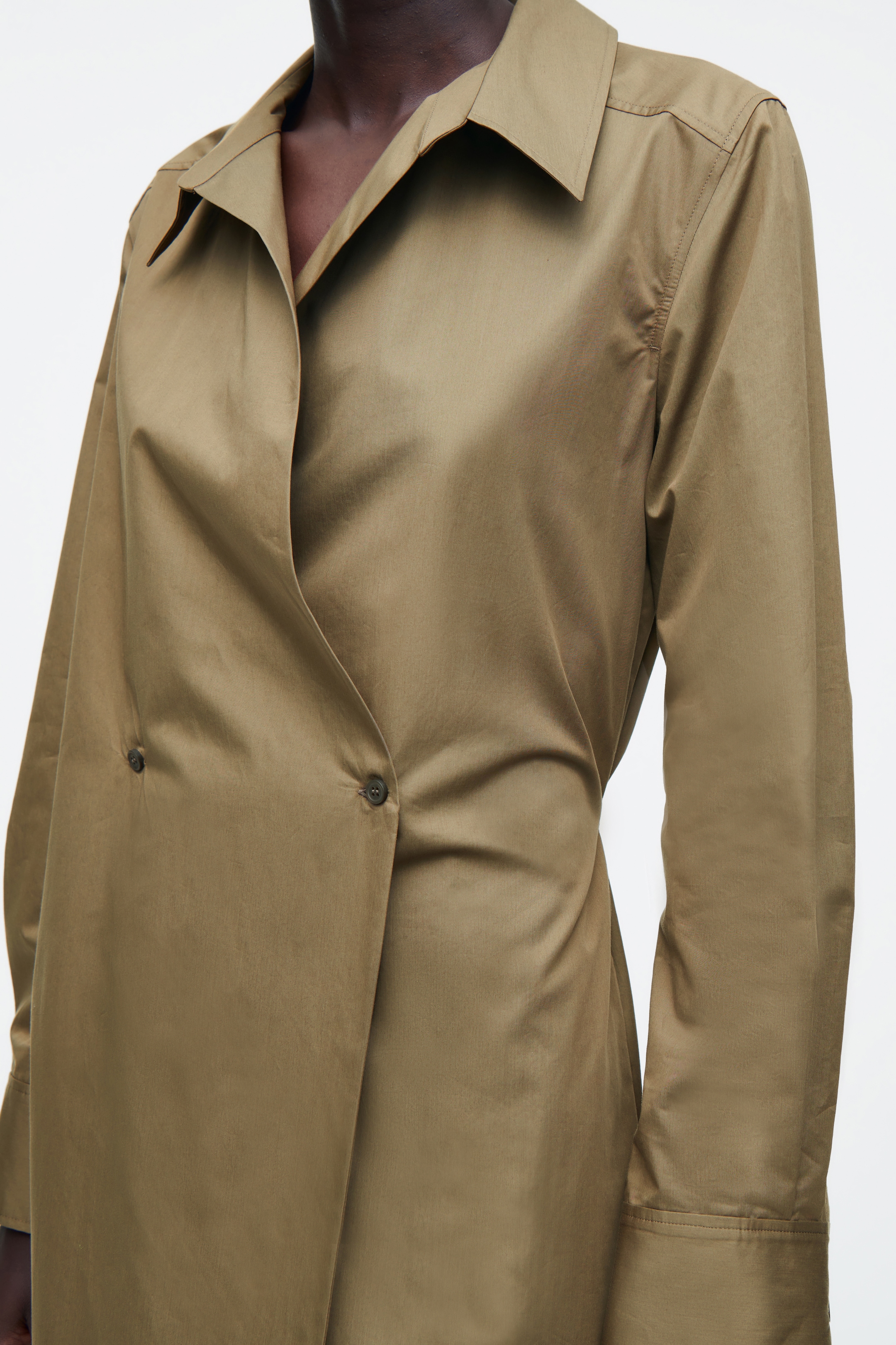 Grotere afbeelding bekijken: DUBBELGEBREIDE MIDI OVERHEMDJURK - Kaki - DAMES | H&M BE 2