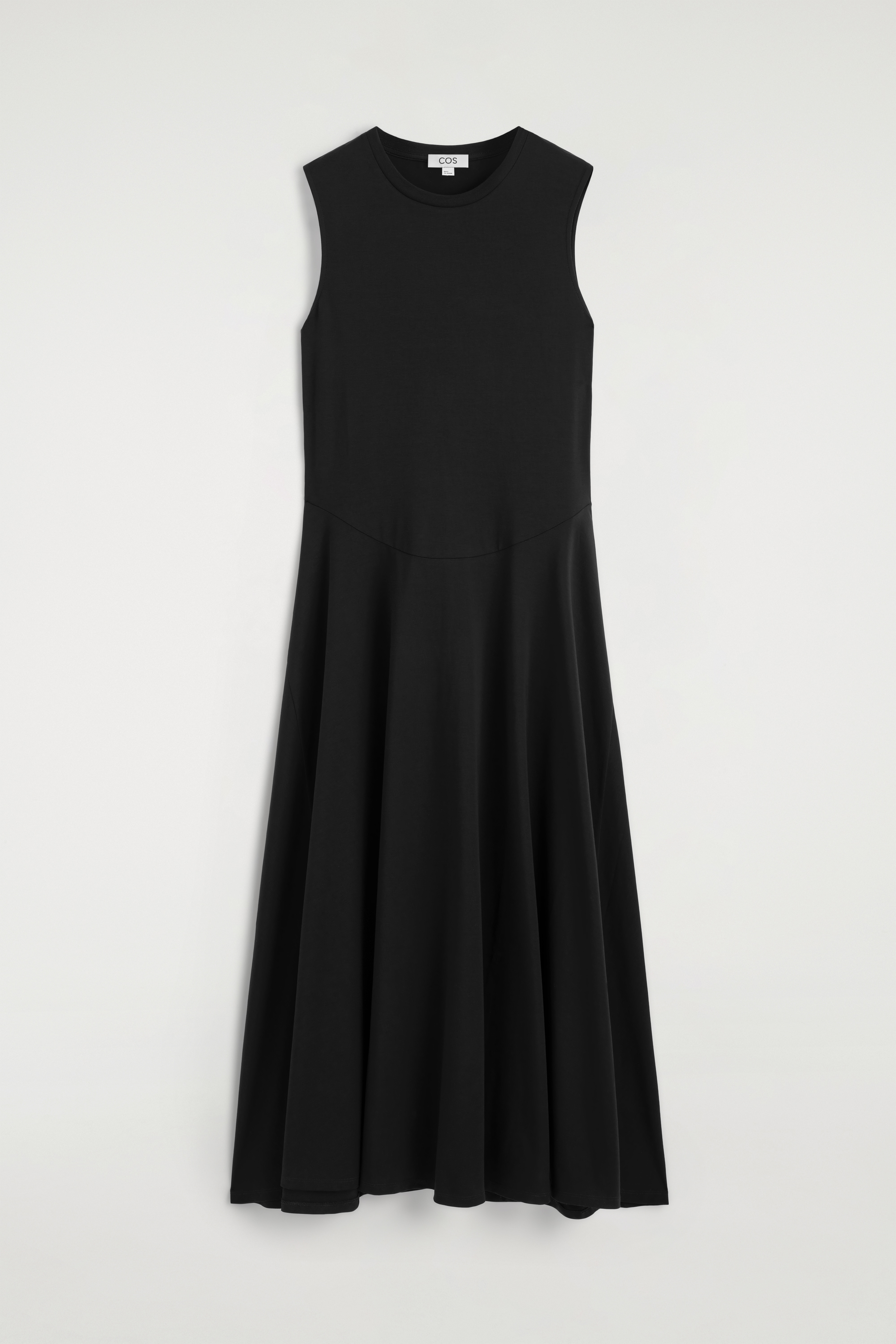 SKULPTURALES MIDIKLEID AUS BAUMWOLLJERSEY - SCHWARZ/DUNKELGRÜN