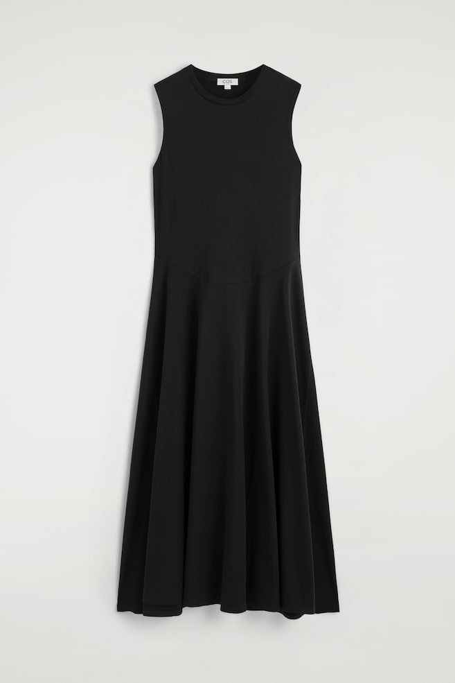 SKULPTURALES MIDIKLEID AUS BAUMWOLLJERSEY - SCHWARZ/DUNKELGRÜN - 1