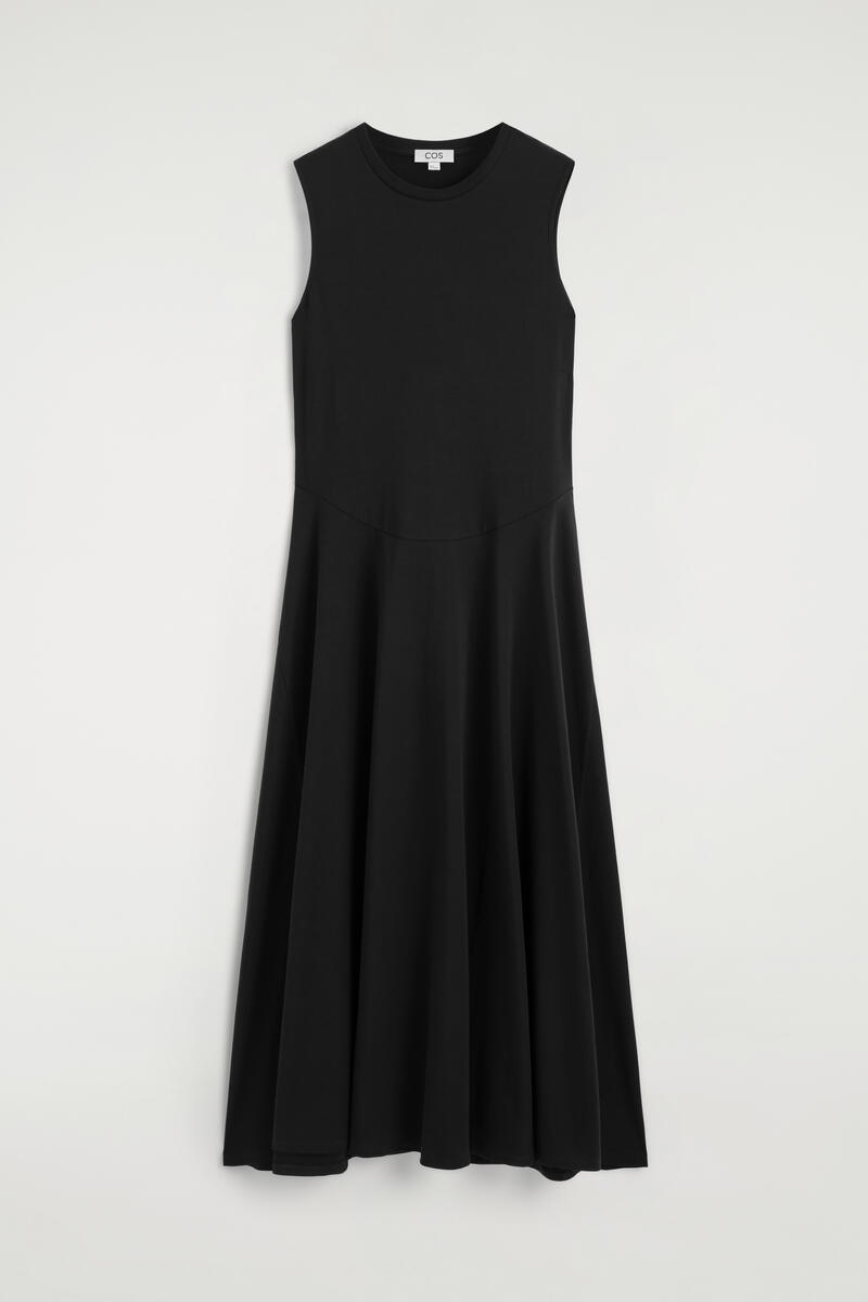 Cos Robe Midi En Jersey De Coton Sculpturale In Noir