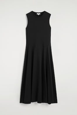 SCULPTURAL COTTON-JERSEY MIDI DRESS — BLACK 6