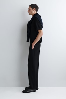 DOUBLE-FACED REGULAR-FIT STRAIGHT-LEG JOGGERS — BLACK 3