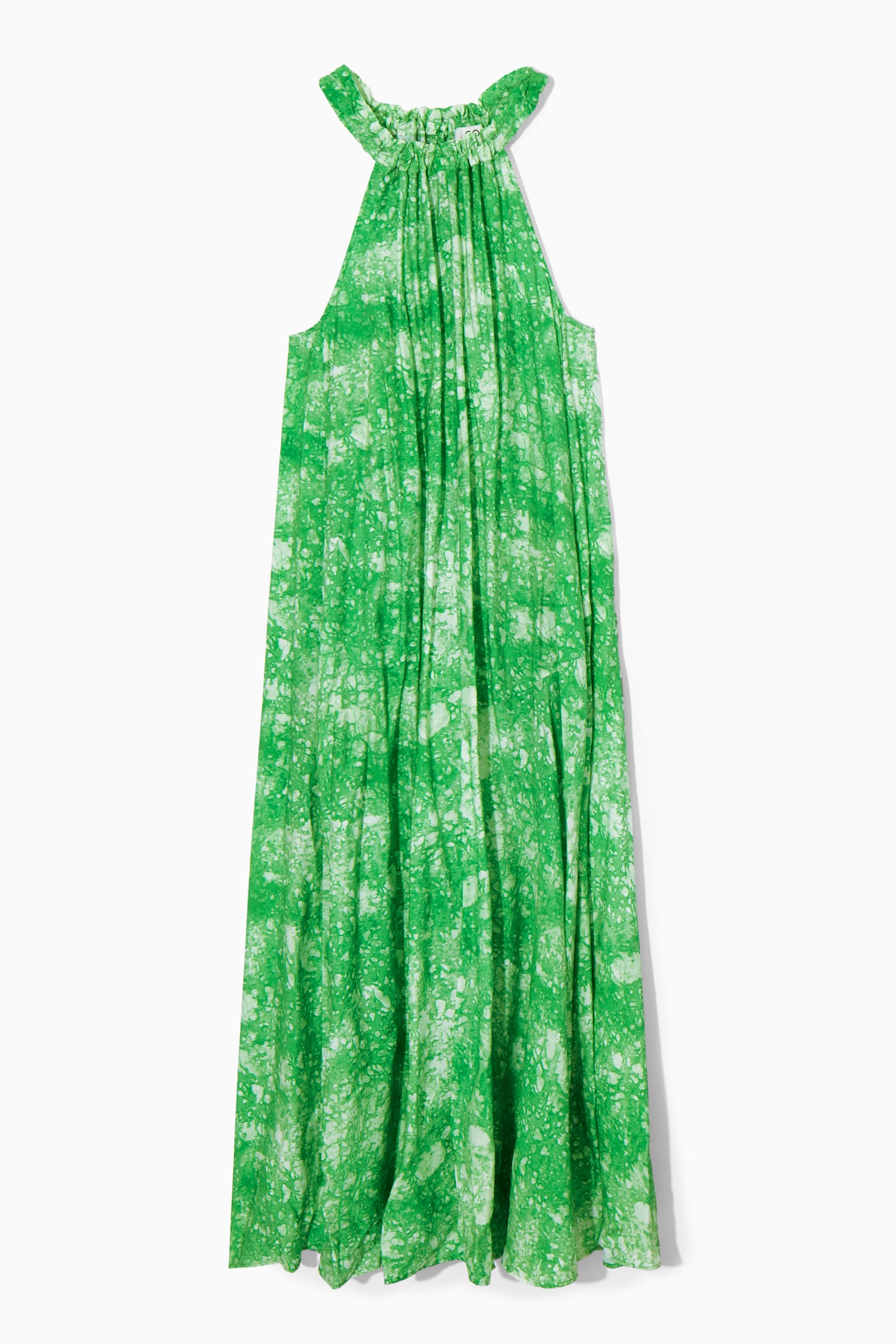 OVERSIZED GATHERED MAXI DRESS - GREEN / PRINTED