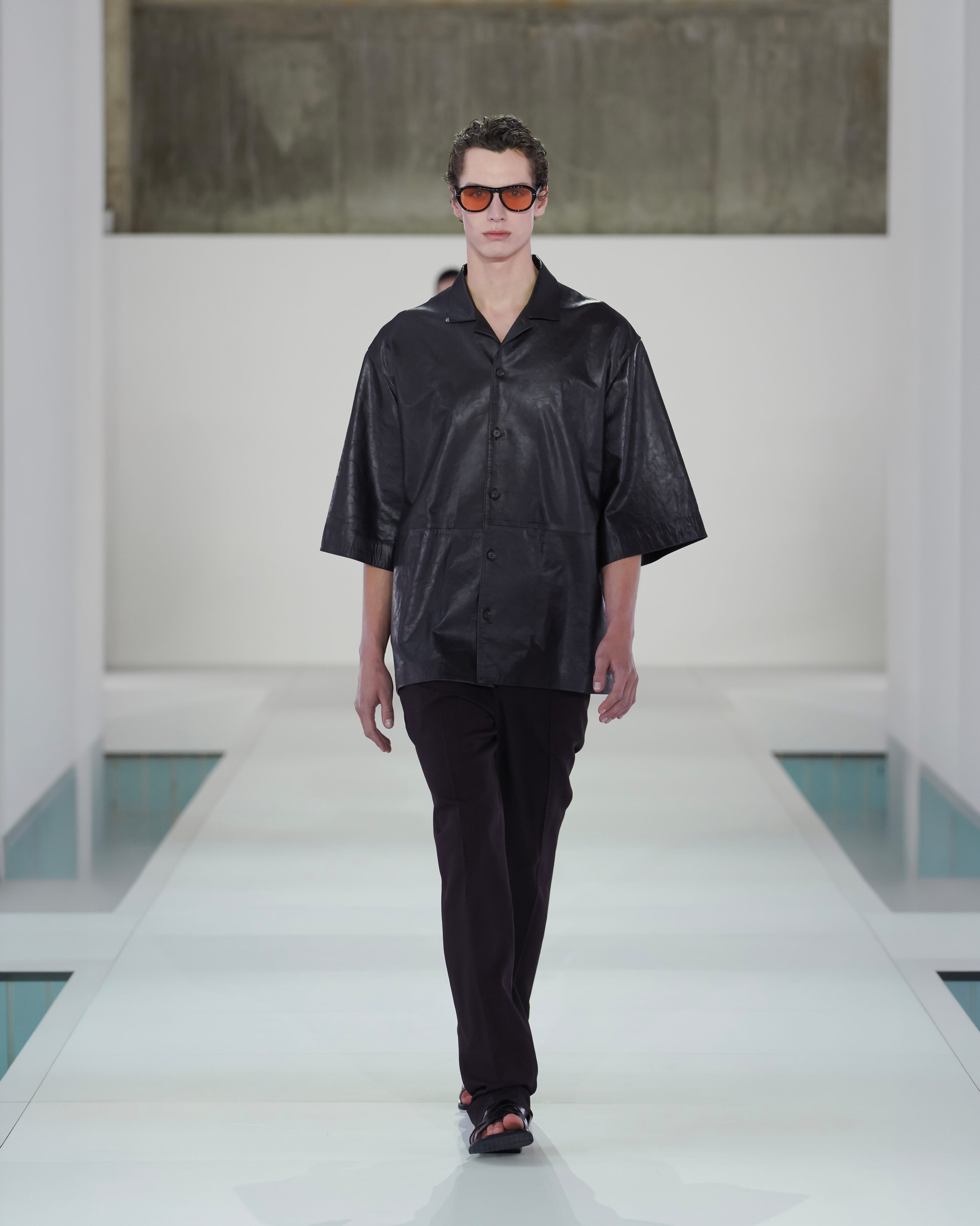 TEXTURED-LEATHER SHIRT - BITTER CHOCOLATE | COS