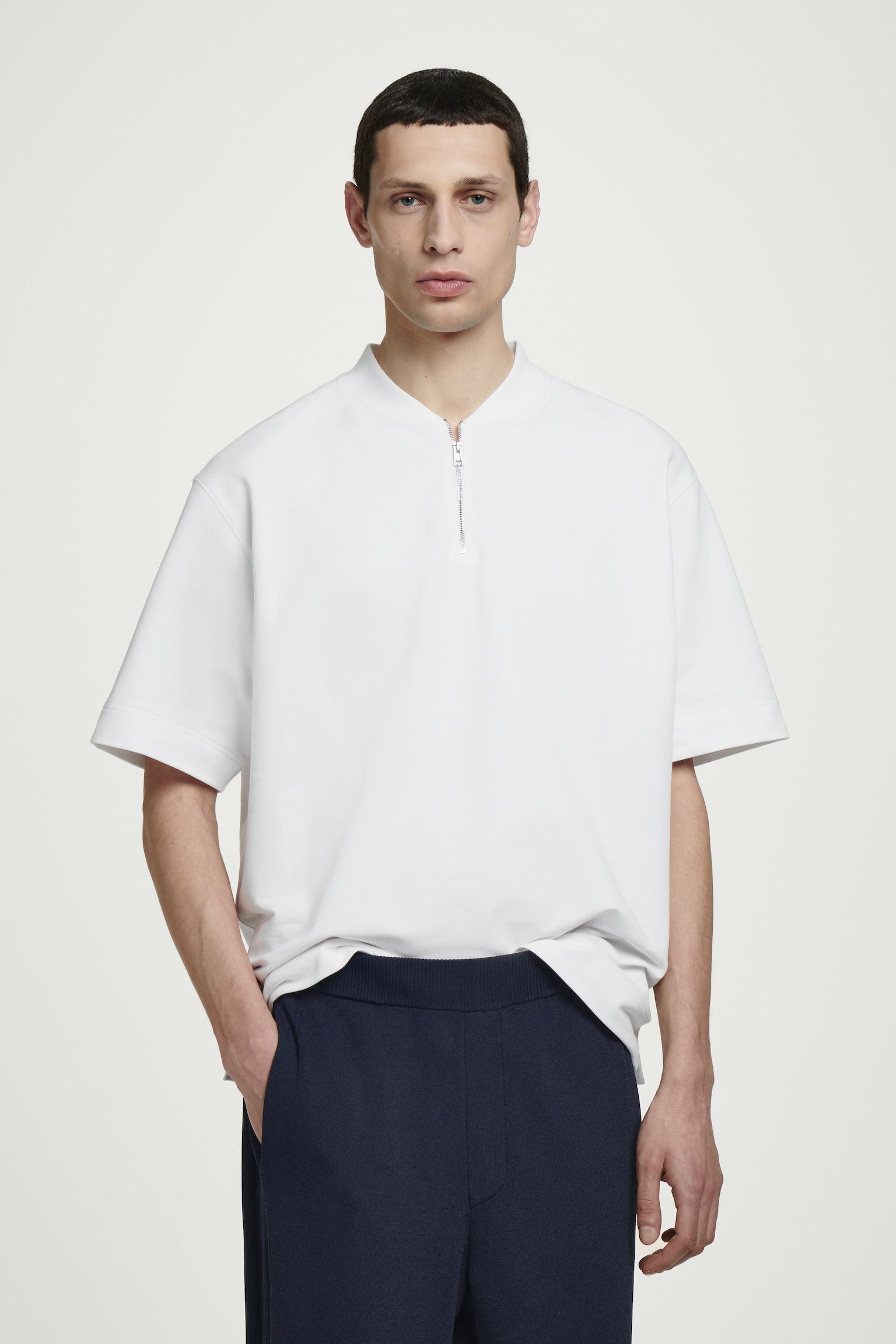 HALVE RITS KATOENEN T-SHIRT - WIT
