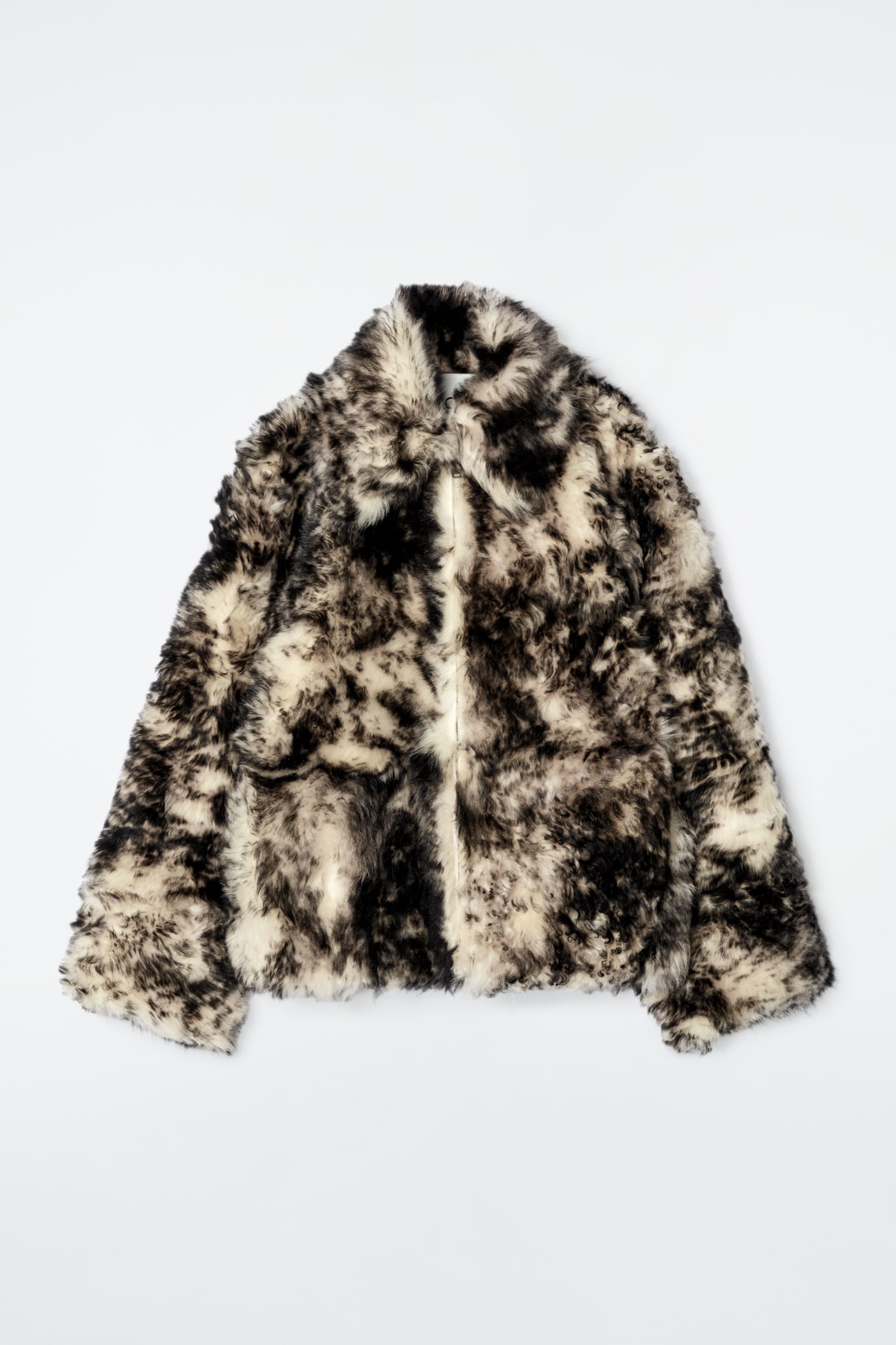 LEOPARD-EFFECT SHEARLING JACKET - NATURAL SHEARLING