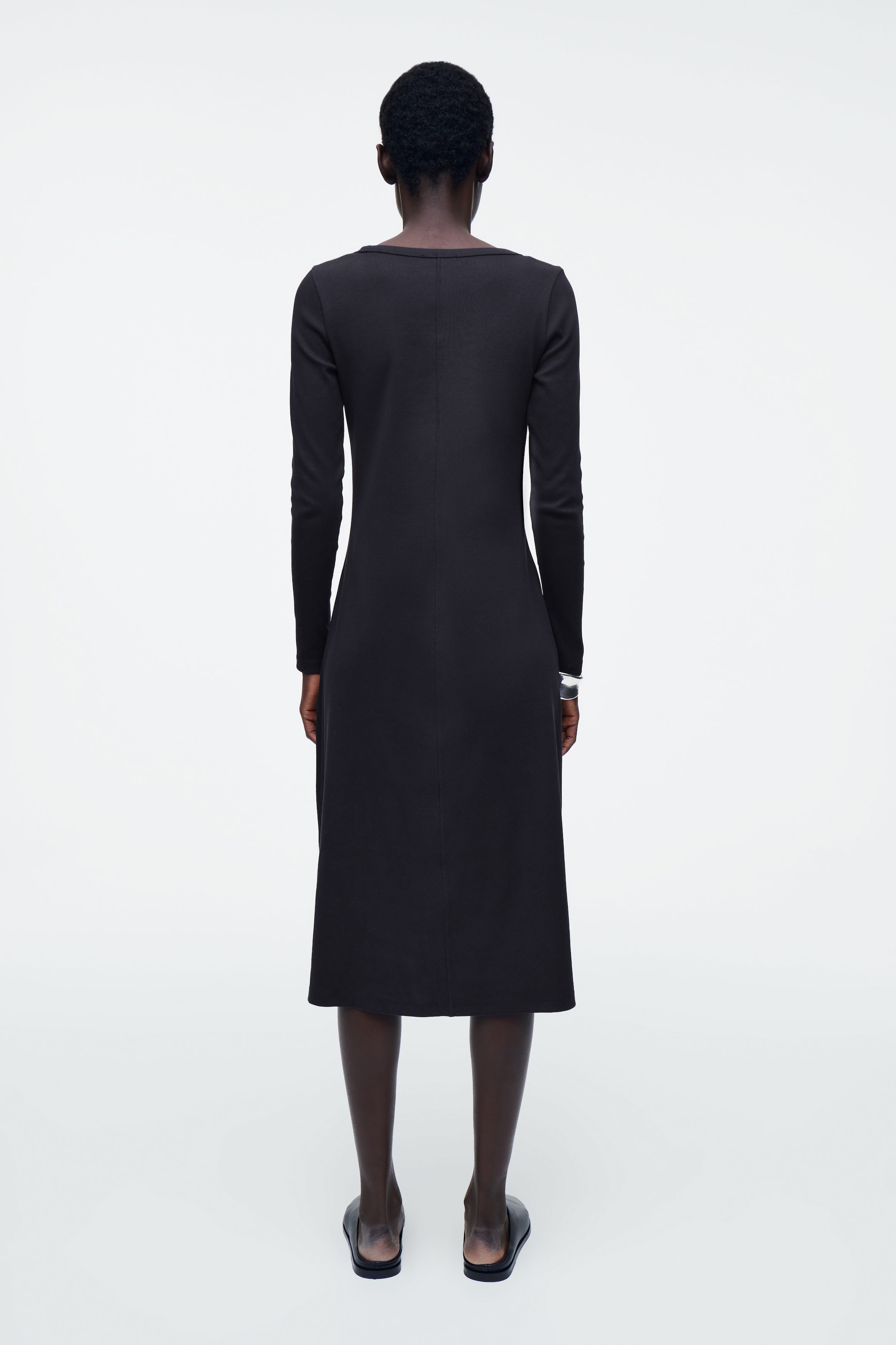 SLIM RIBBED-JERSEY MIDI DRESS