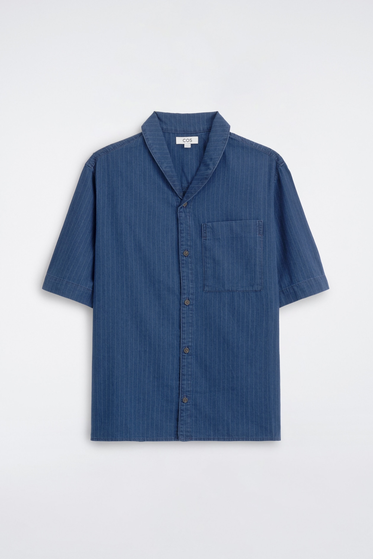 PINSTRIPED DENIM SHIRT — INDIGO / PINSTRIPED