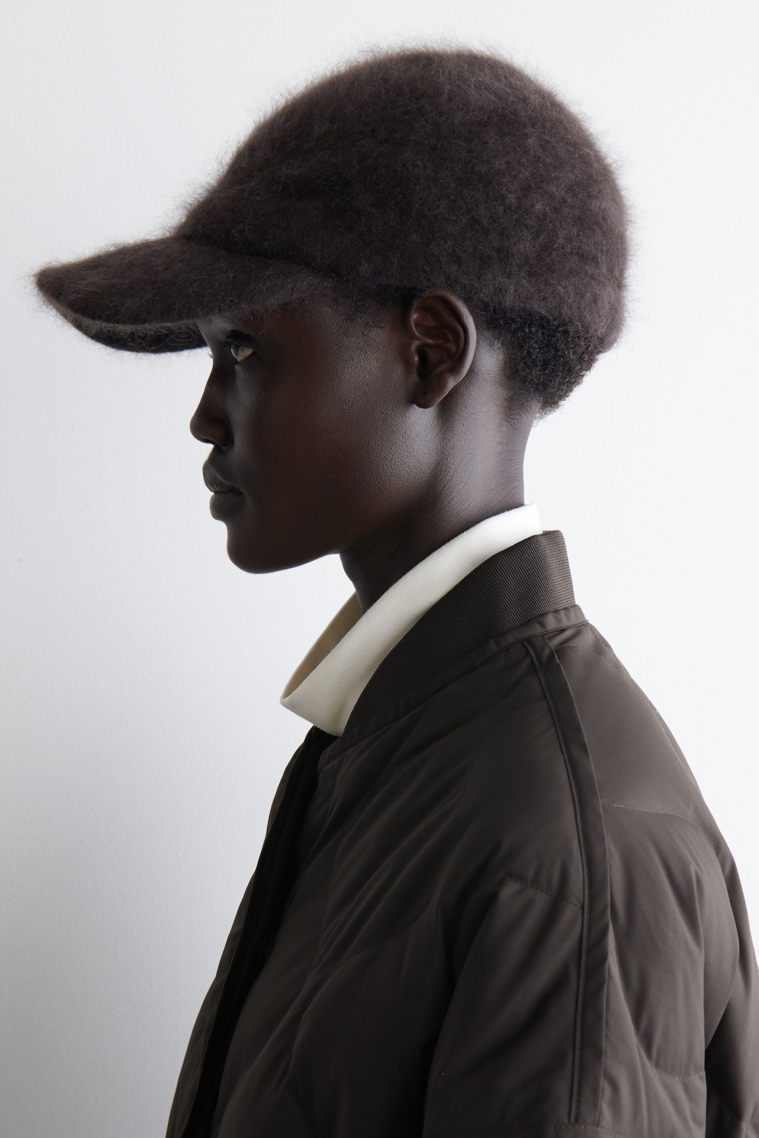 BRUSHED-CASHMERE BASEBALL CAP - BROWN/GREY - 3