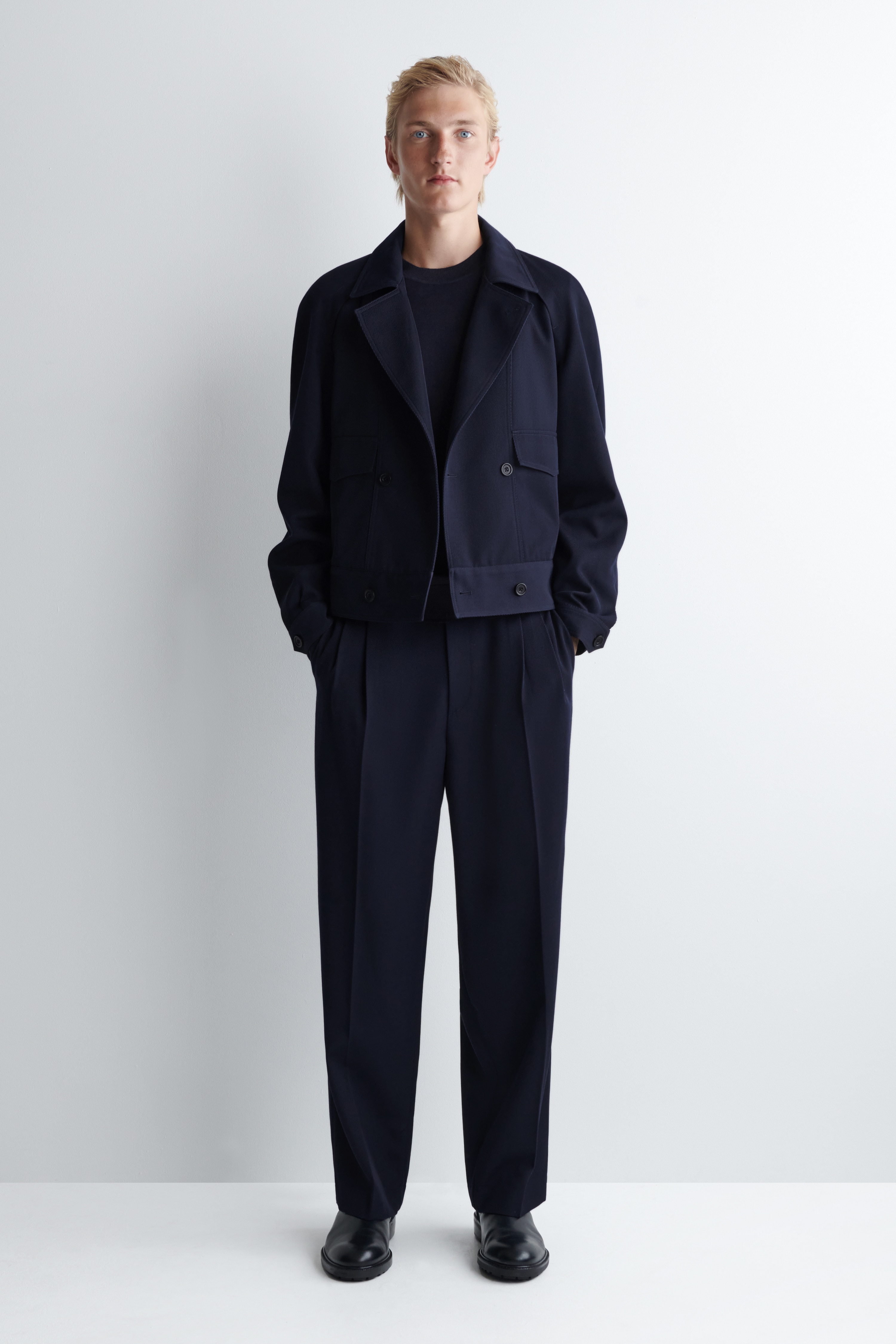 GIACCA DOPPIOPETTO IN MISTO LANA - BLU NAVY