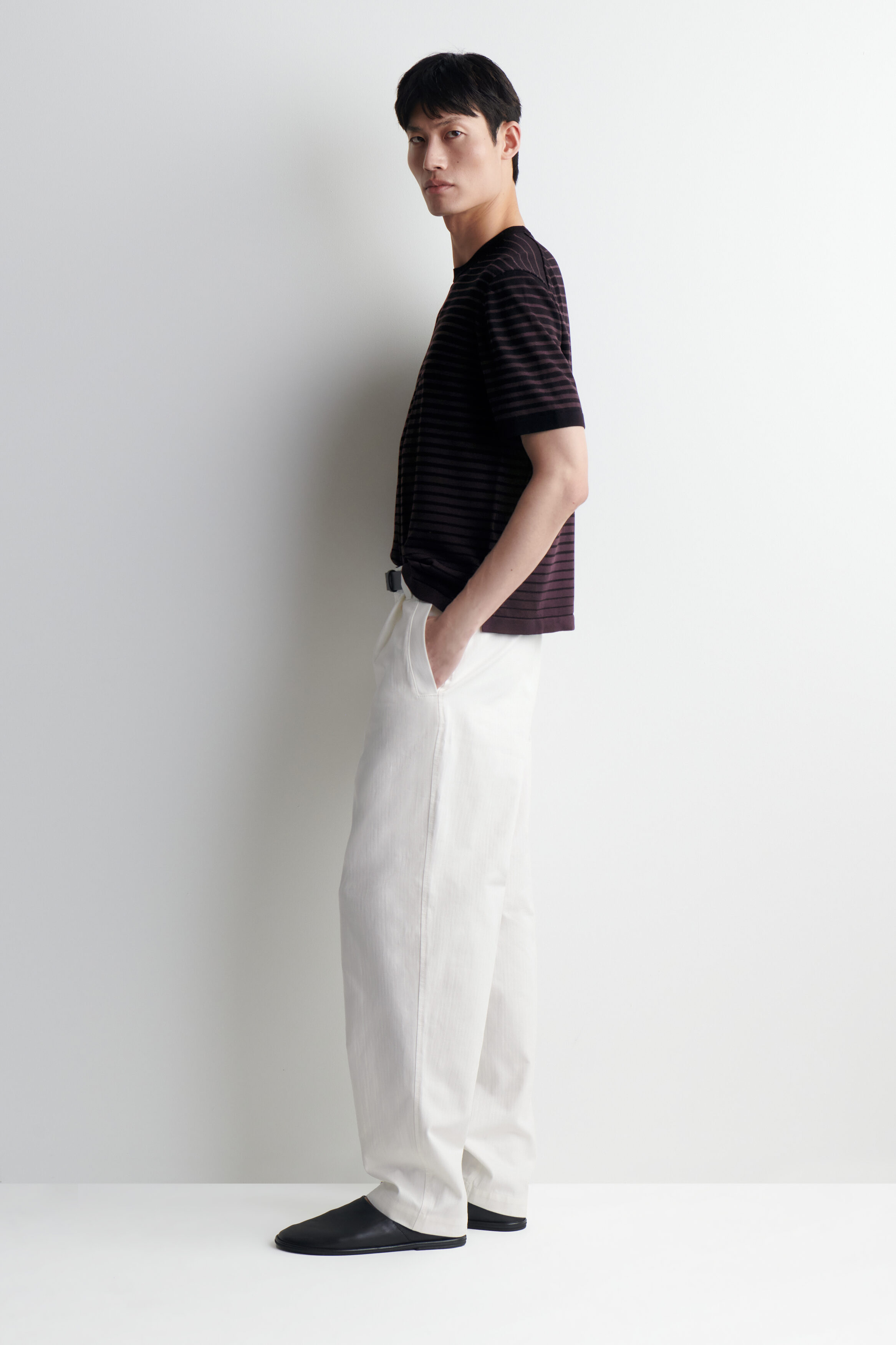 STRIPED KNITTED COTTON T-SHIRT - thumbnail 2