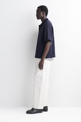 PRESS-STUD COTTON POLO SHIRT — NAVY 2